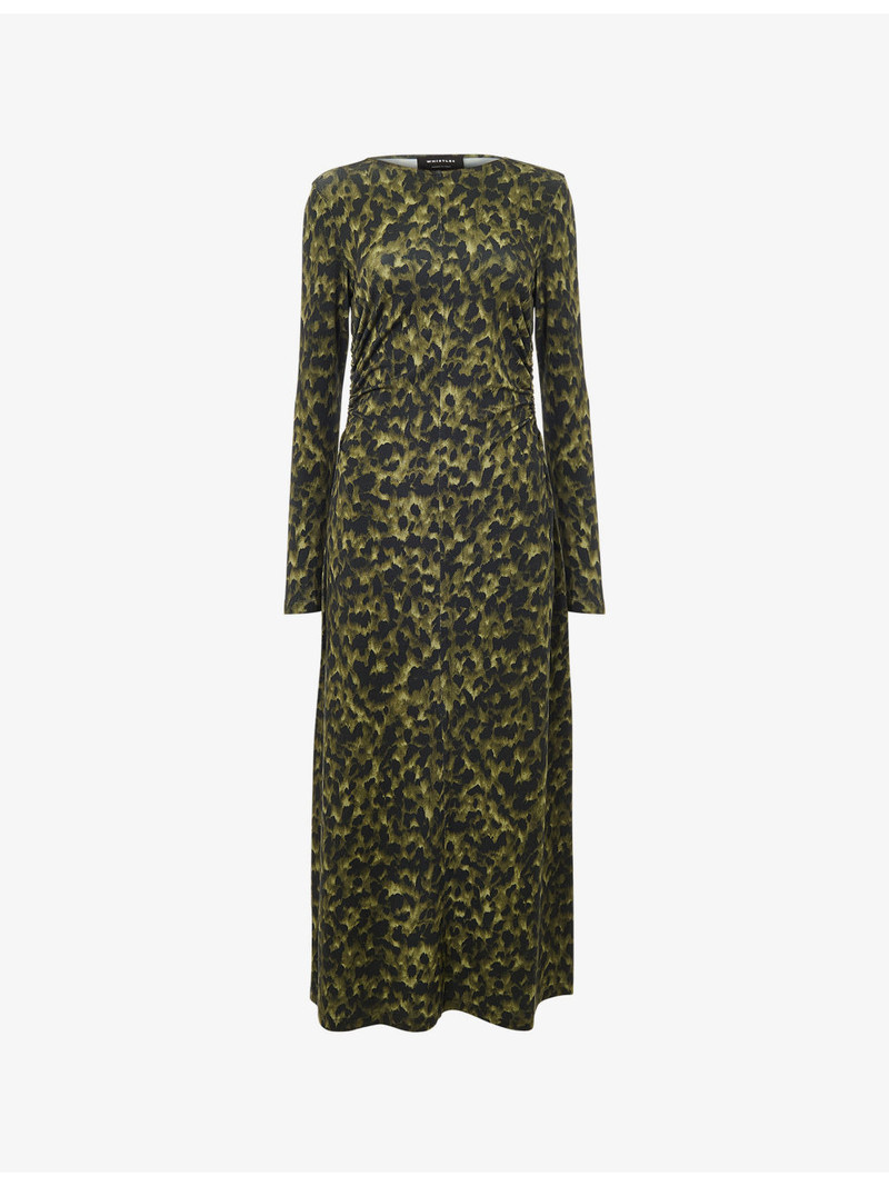 Ruched Animal-Print Stretch-Jersey Midi Dress 1