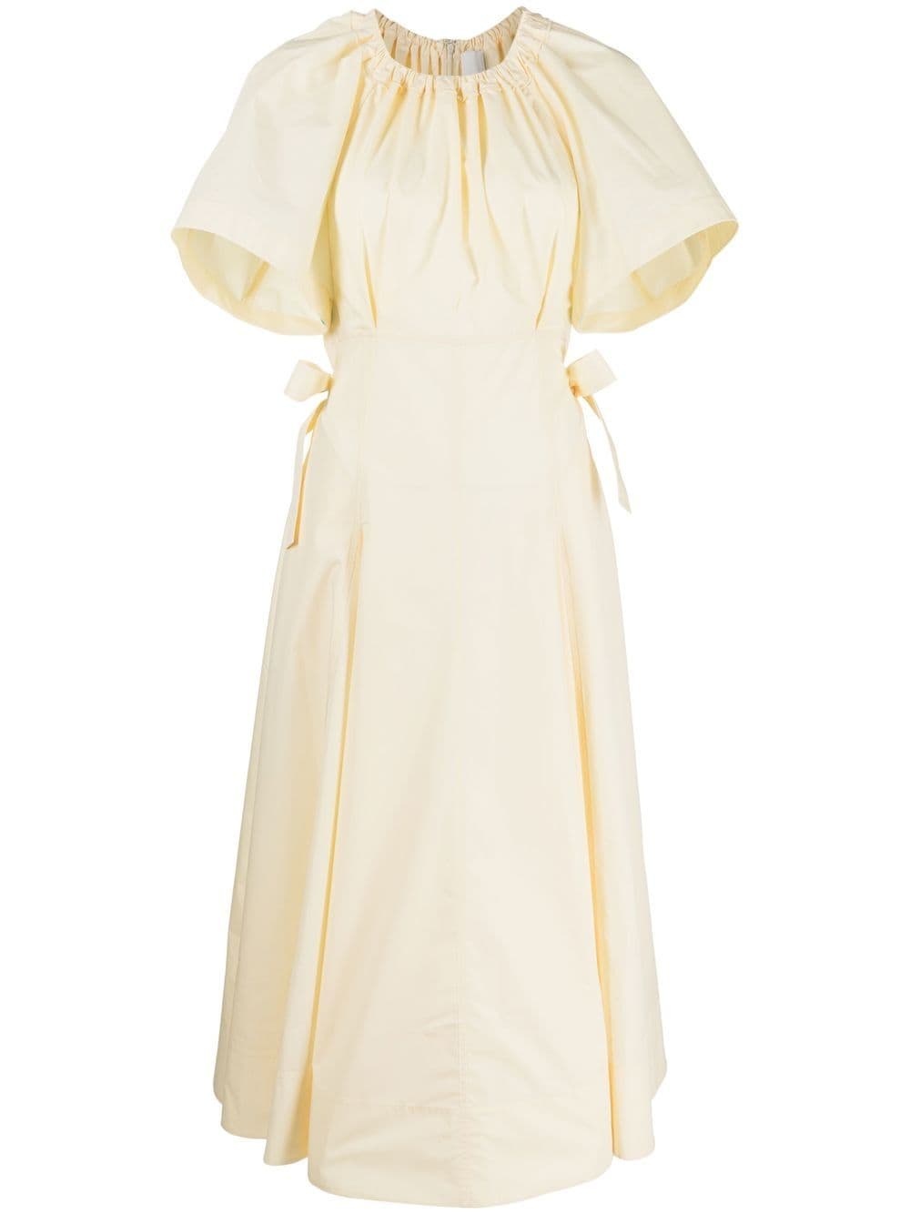 ruched short-sleeved midi dress - 1