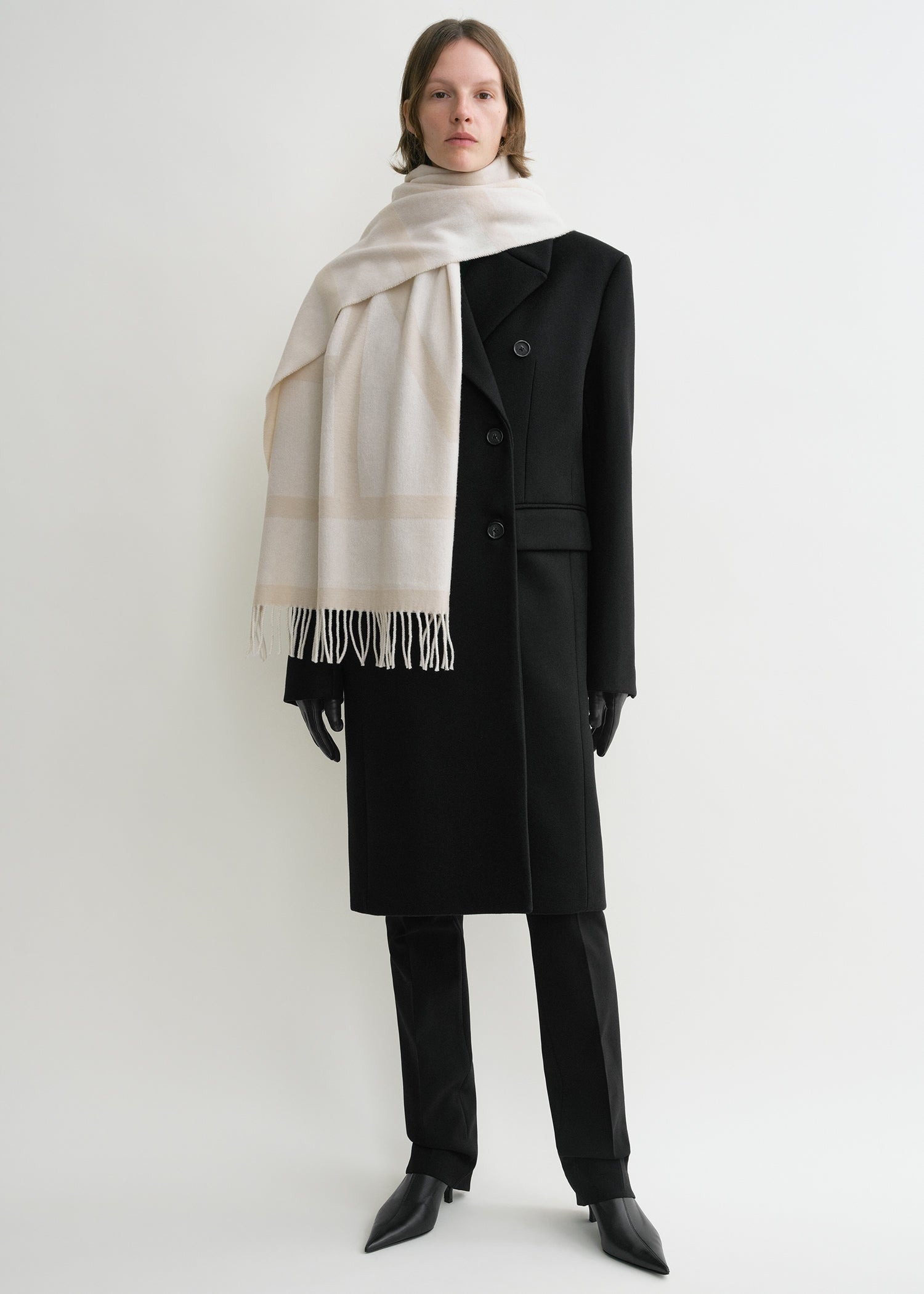 Monogram jacquard wool scarf bone - 2