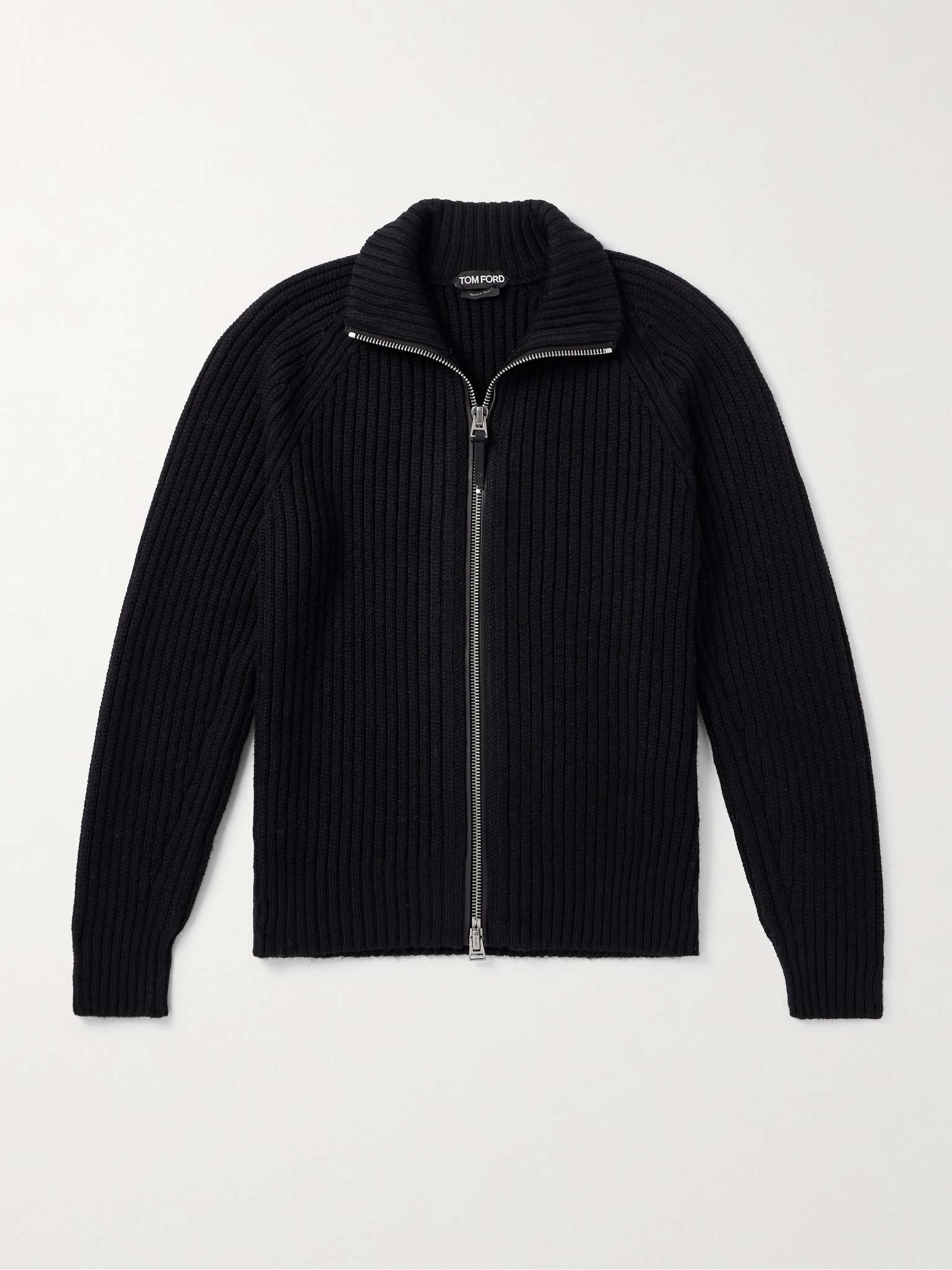 Slim-Fit Ribbed Wool and Cashmere-Blend Zip-Up Cardigan - 1