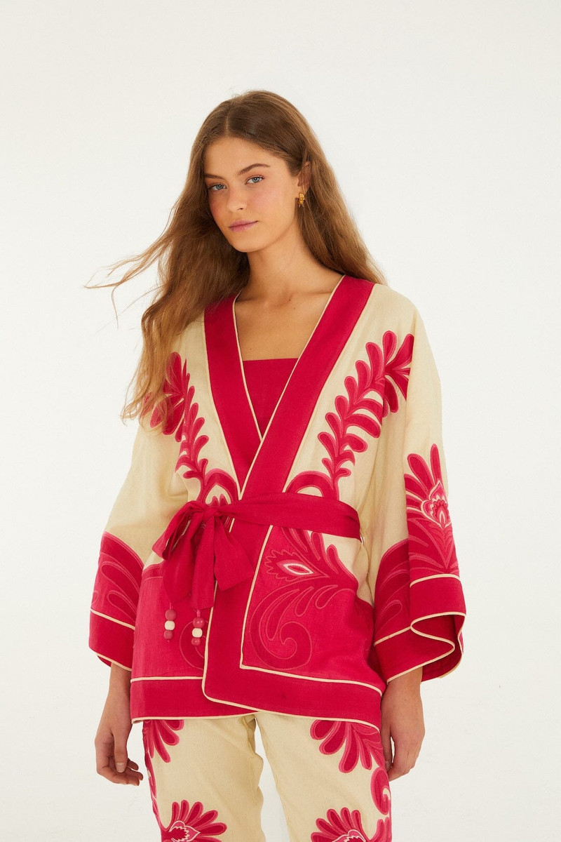Pink Spring Arabesc Cutwork Lenzing Ecovero Euroflax Kimono 1