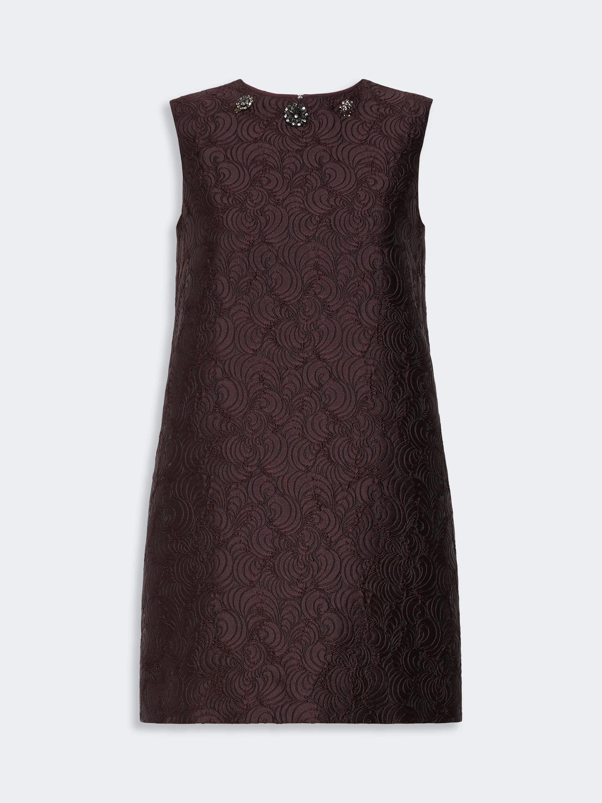 VICOLO Cotton-blend princess-line jacquard dress - PLUM - 1
