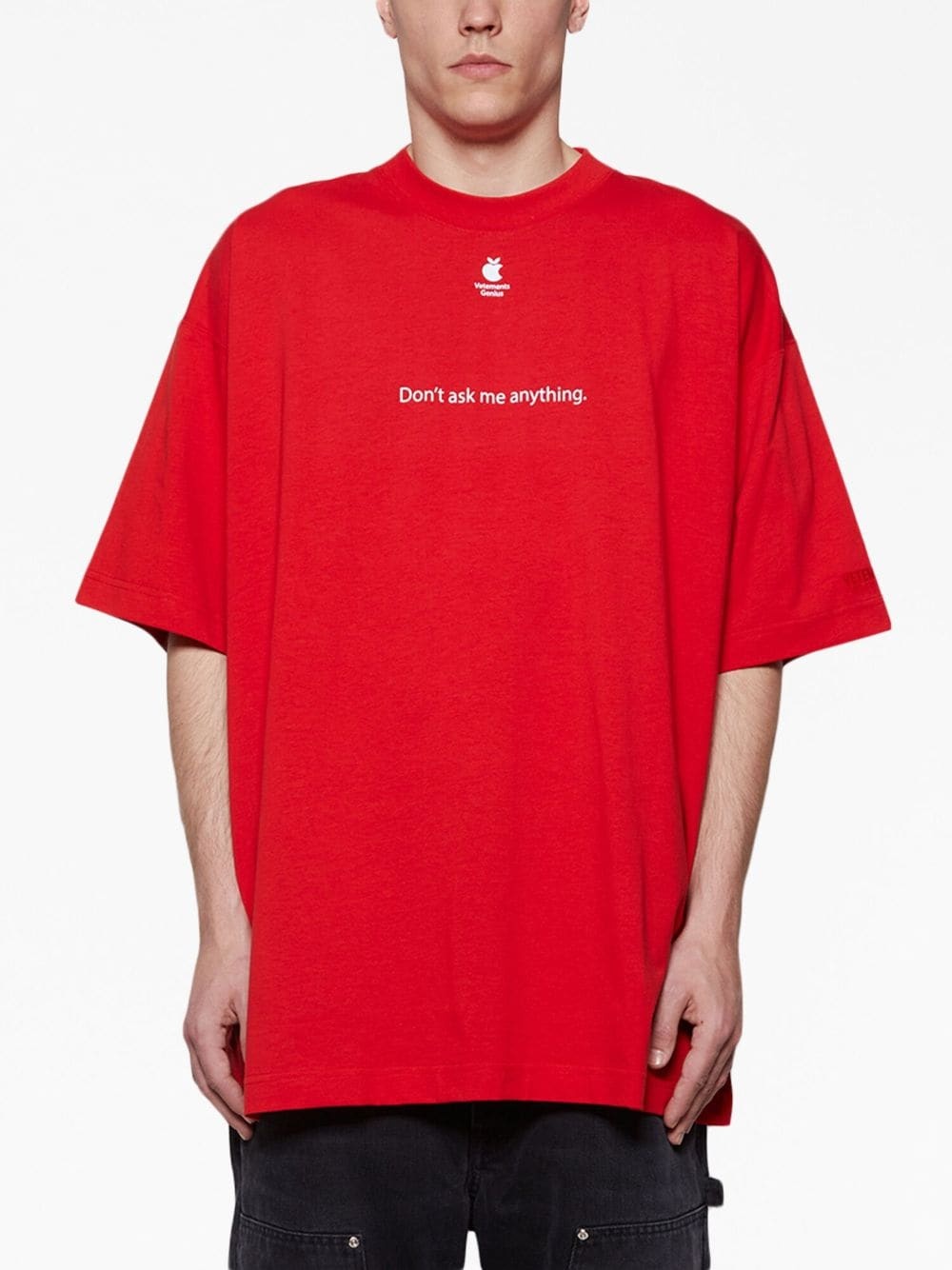 x Apple slogan-print cotton T-shirt - 3