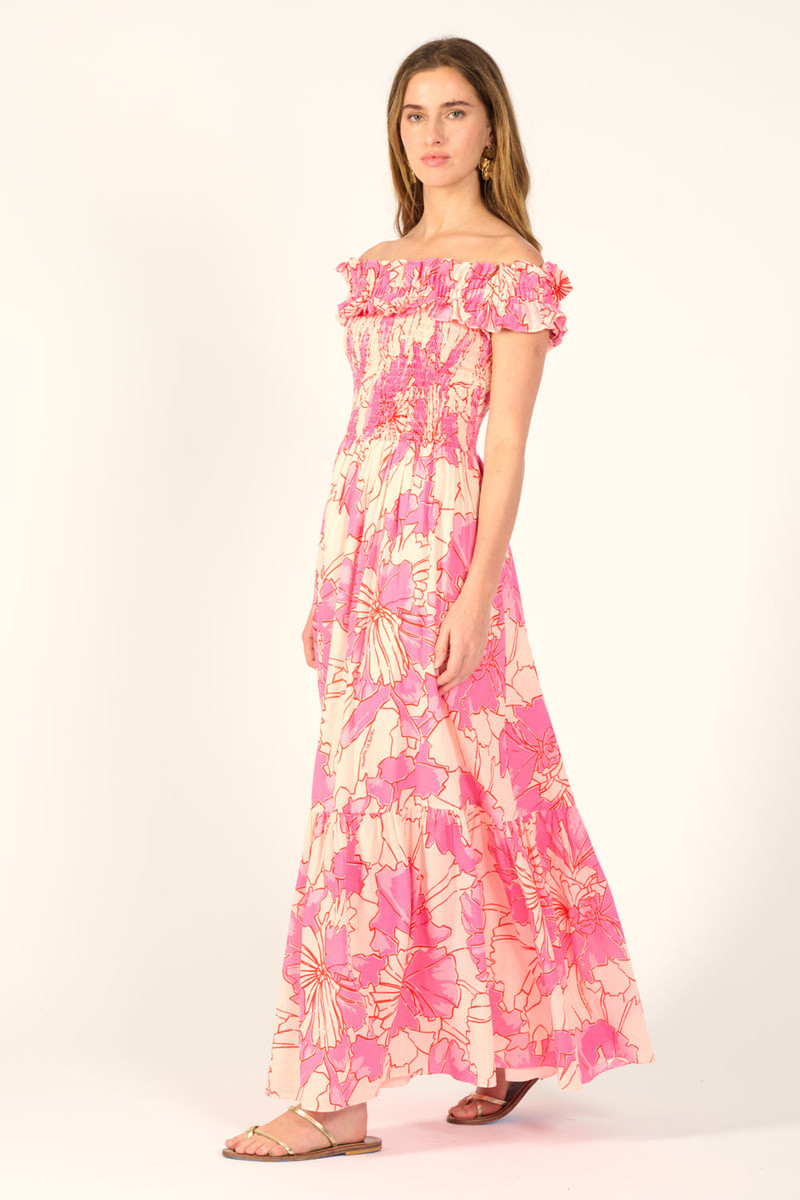 Poupette St Barth Long Dress Suzanne - Pink Petal outlook