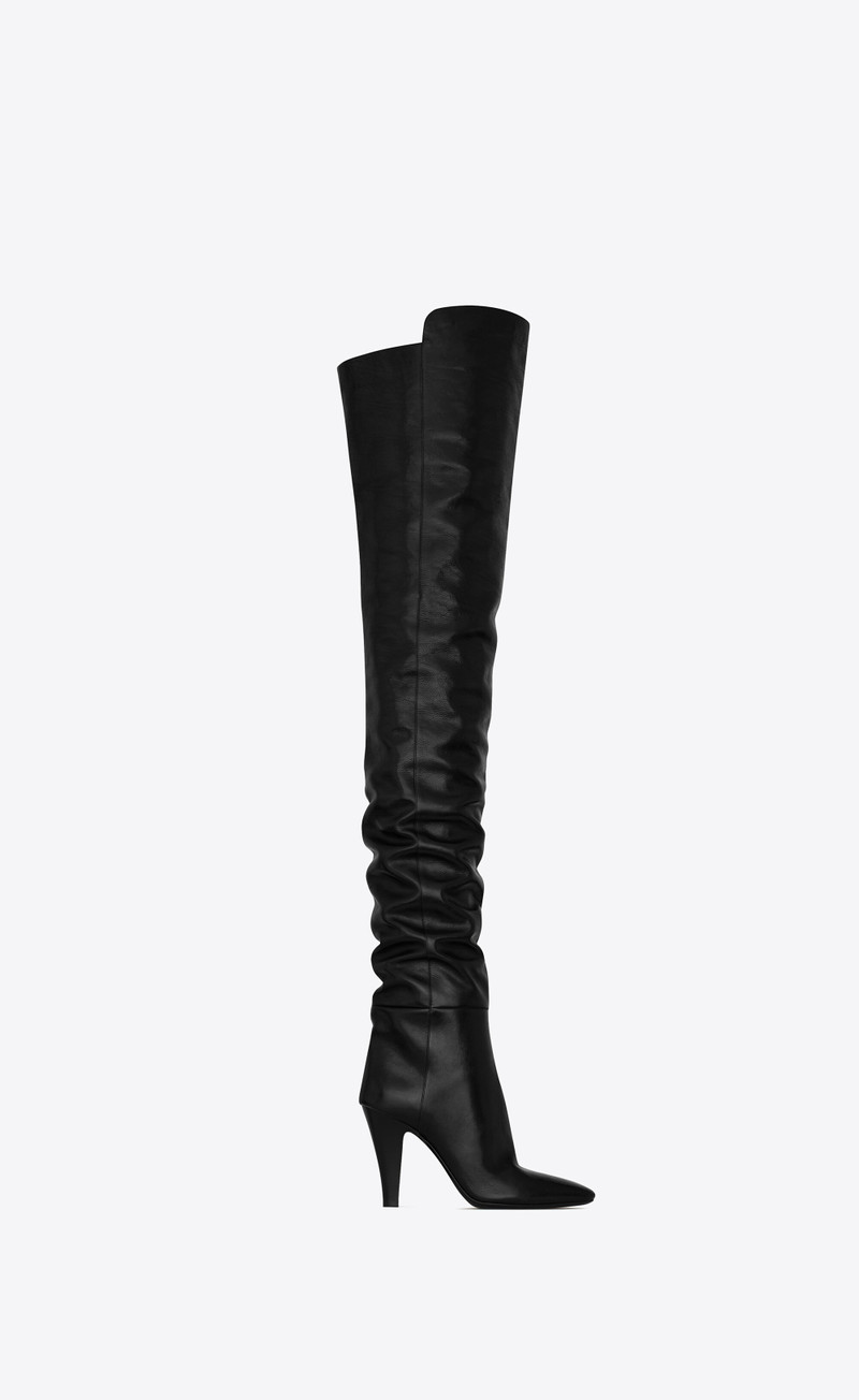SAINT LAURENT betty over-the-knee boots in shiny grained leather outlook