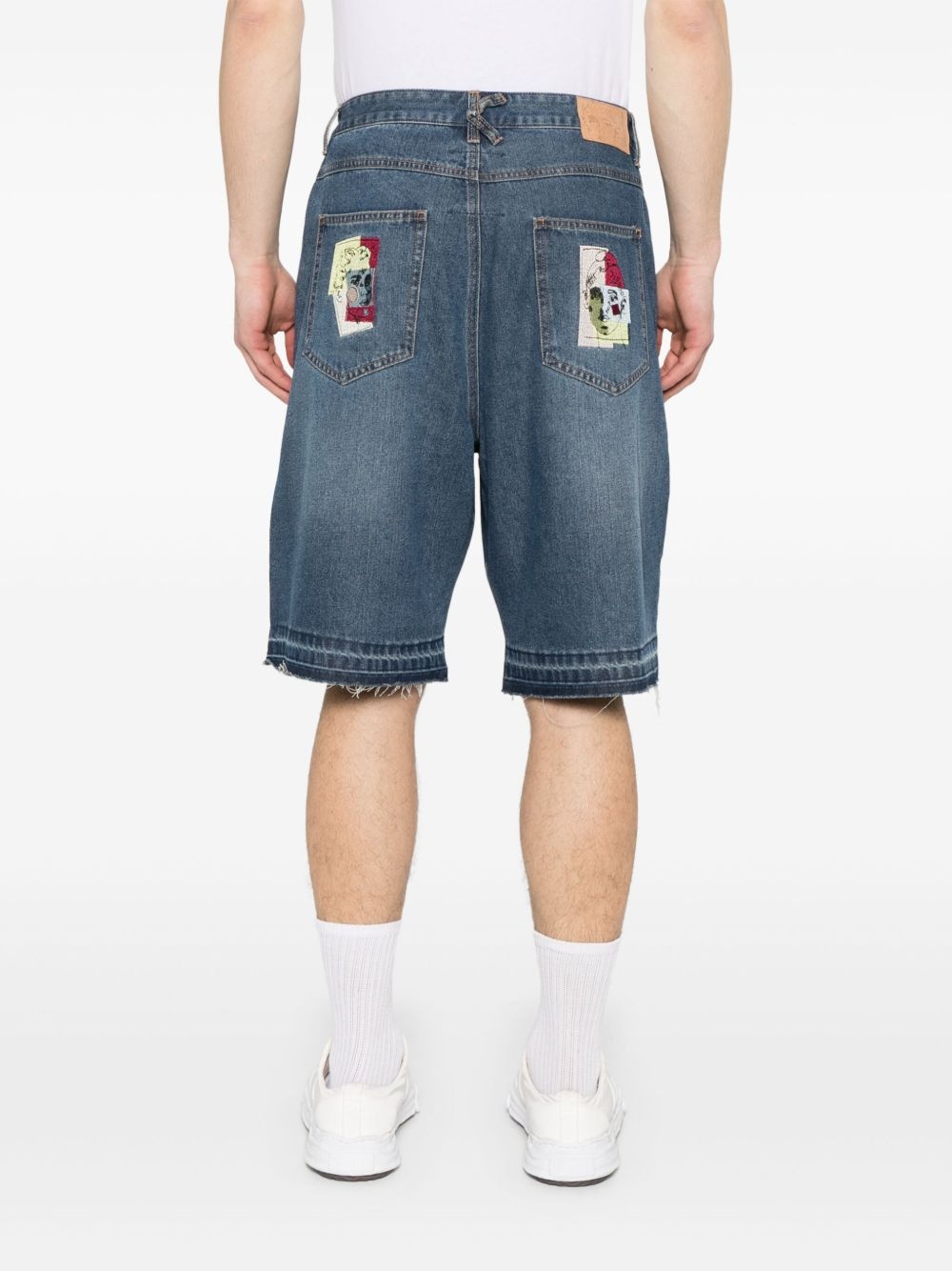 patchwork denim shorts - 4