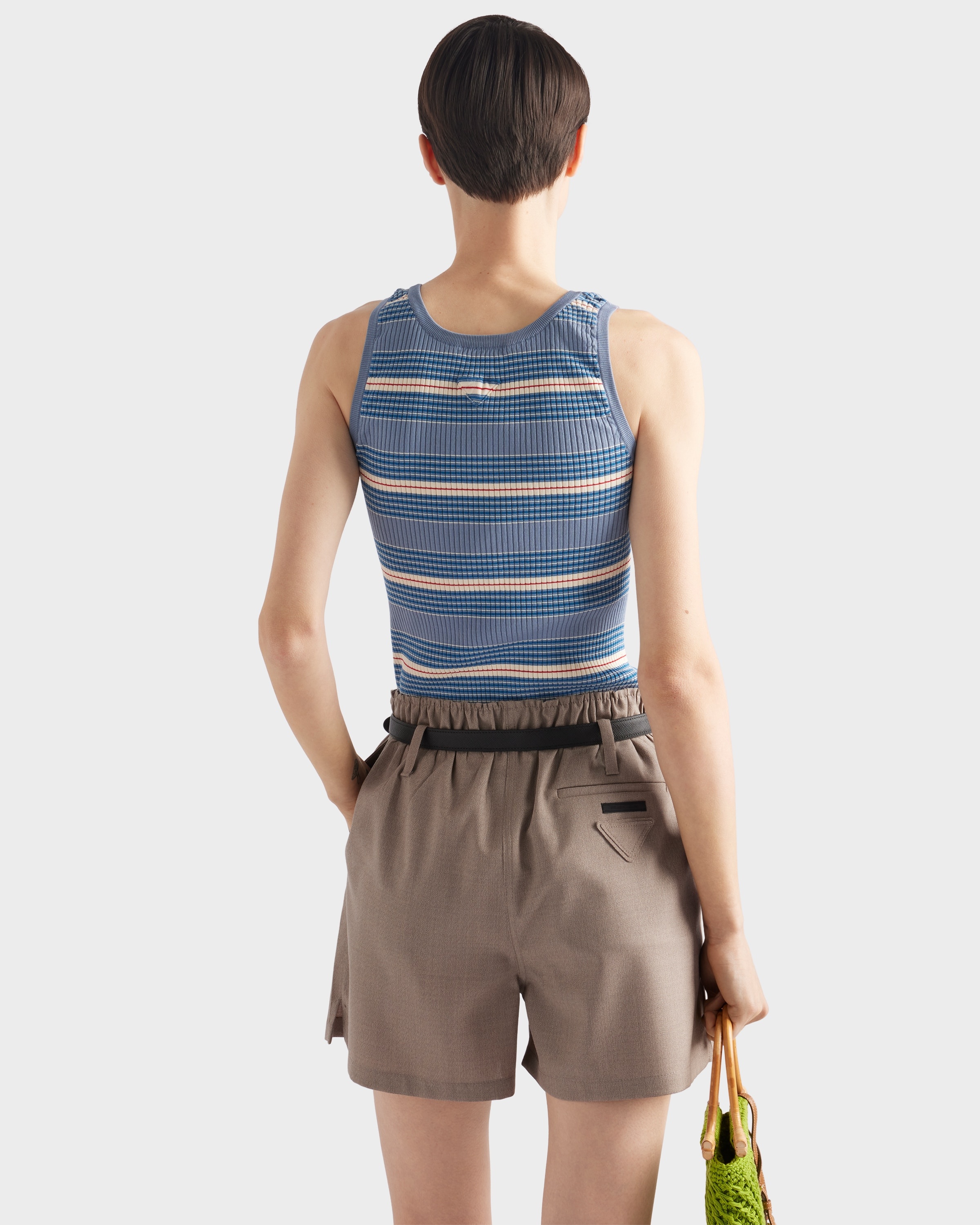 Striped stretch cotton knit top - 5