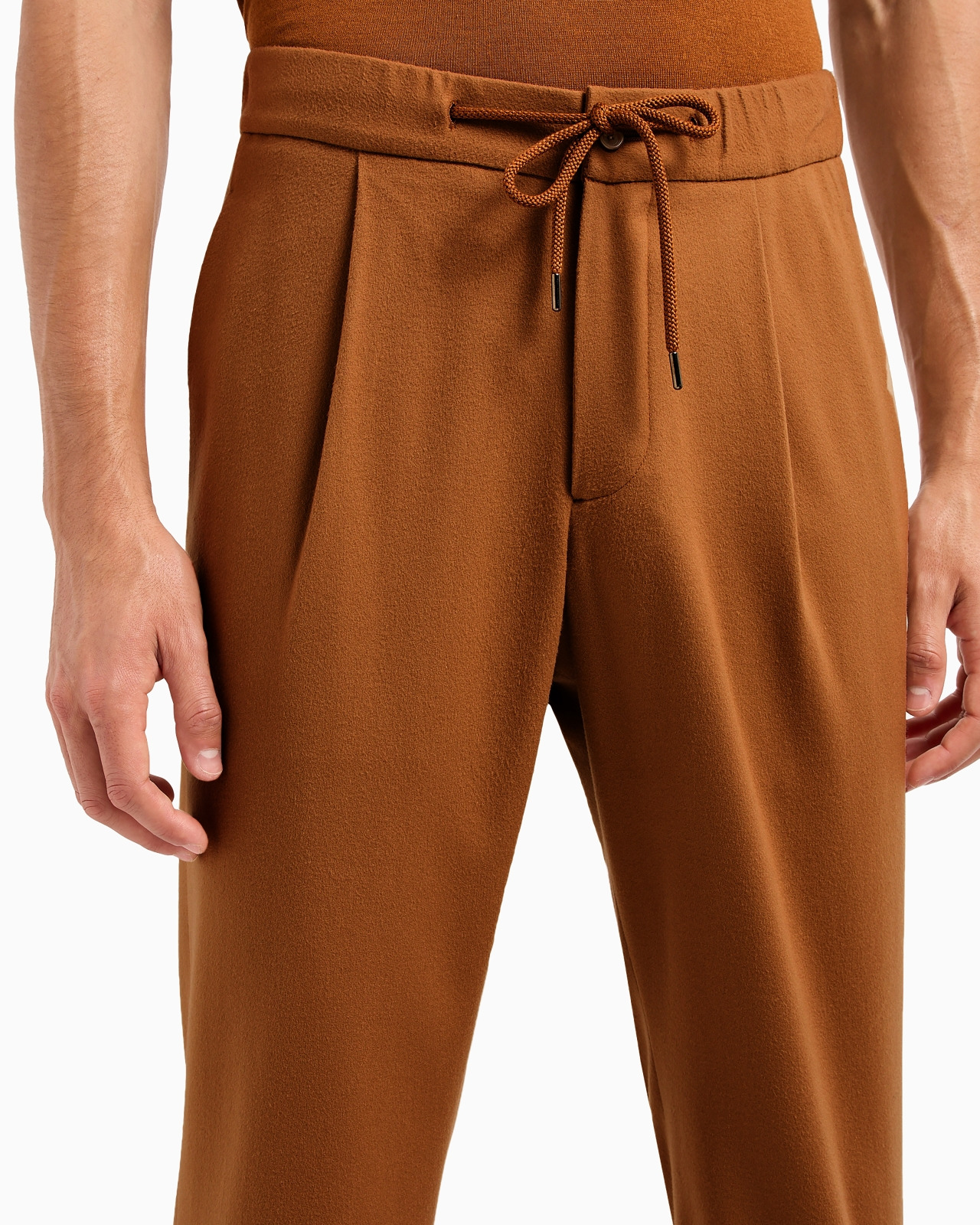 GIORGIO ARMANI VICUÑA ONE-PLEAT TROUSERS IN PURE VICUÑA CHEVRON FABRIC - 5