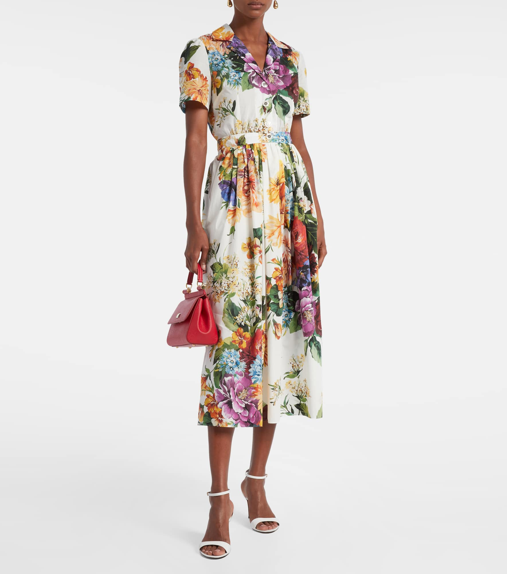 Floral cotton poplin shirt dress - 2