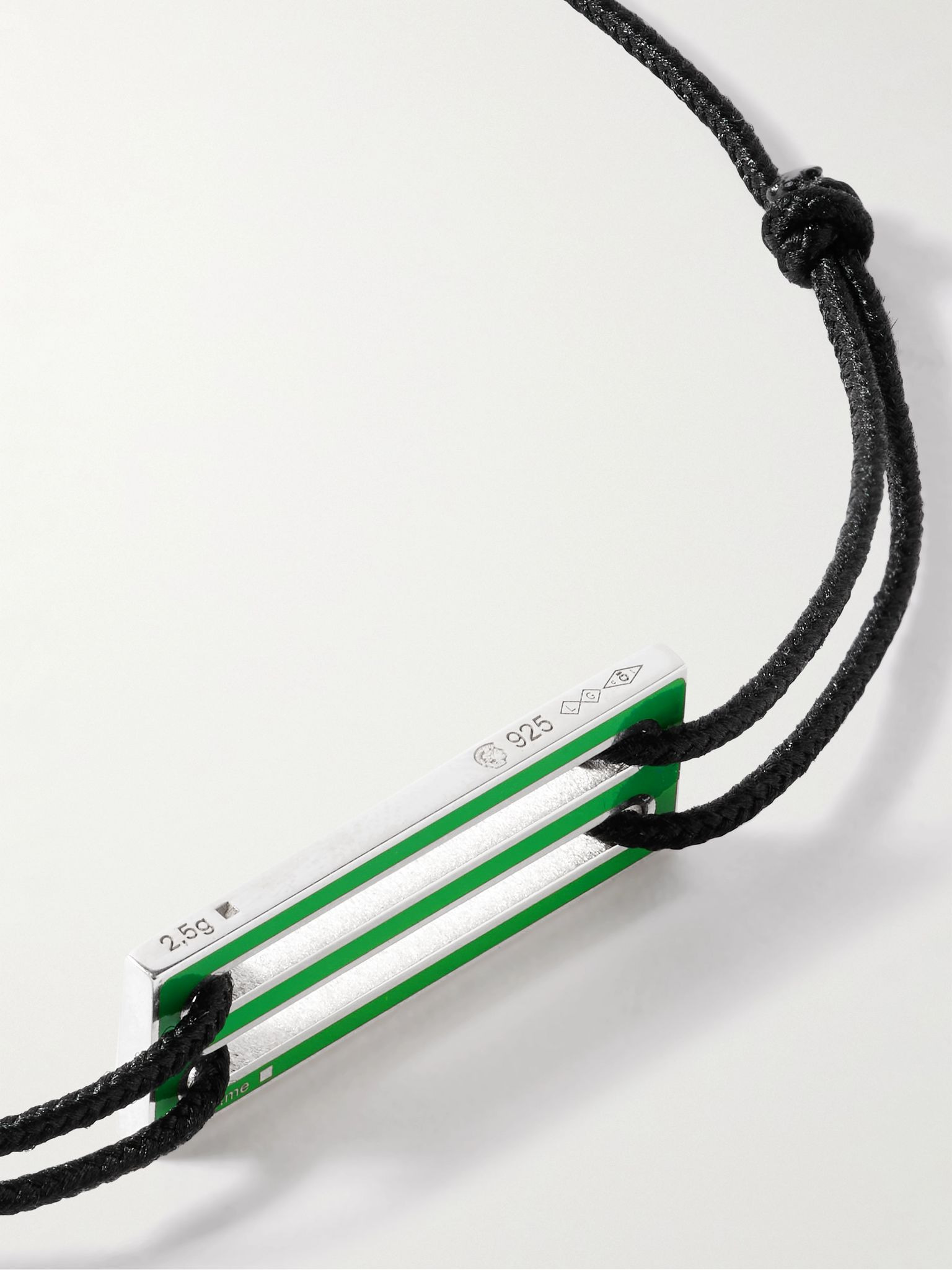 Le 2.5g Sterling Silver, Enamel and Cord Bracelet Green - 4
