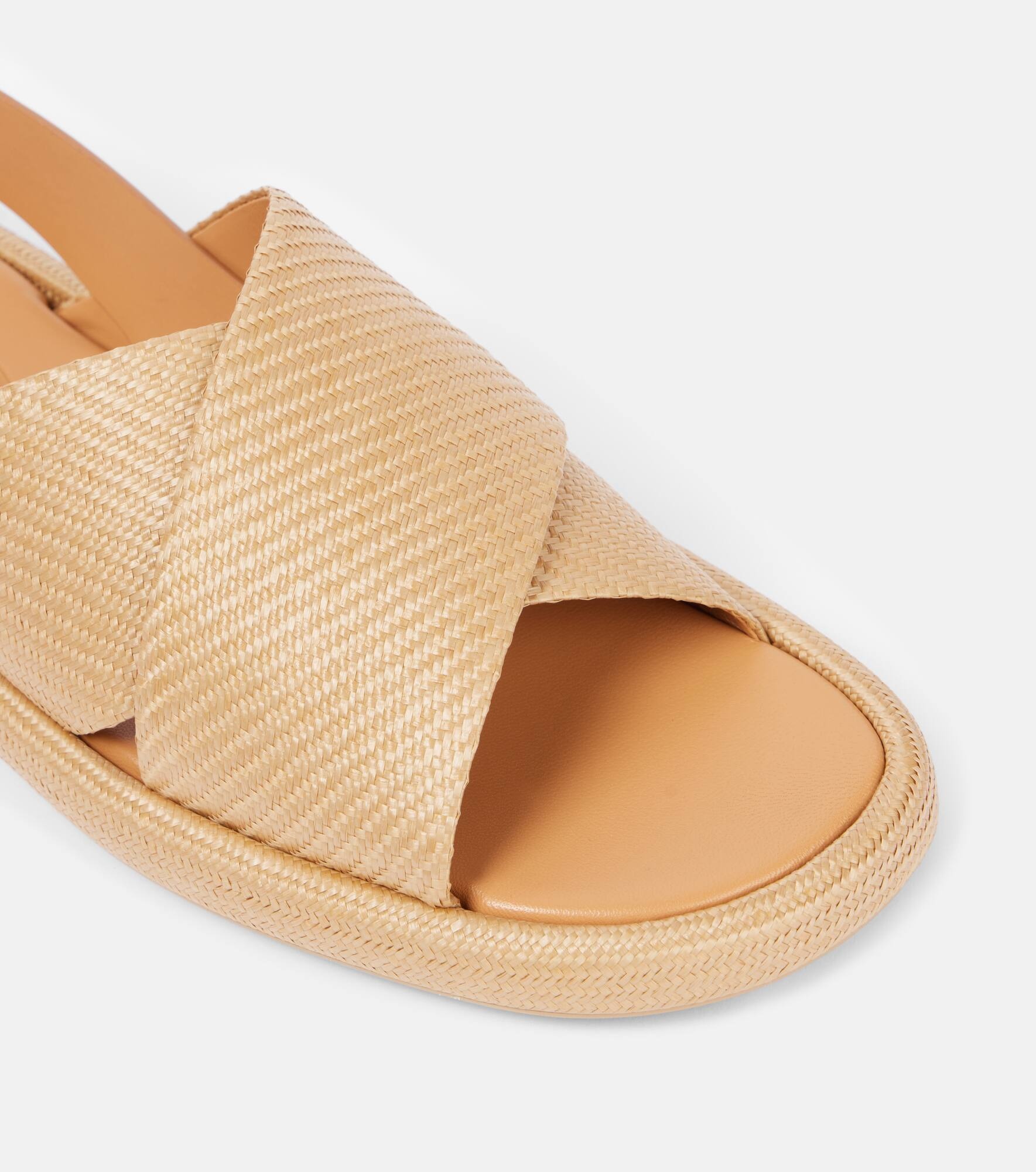 Woven leather-trimmed sandals - 5
