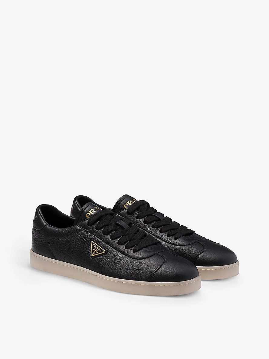 Lane brand-plaque leather low-top trainers - 3