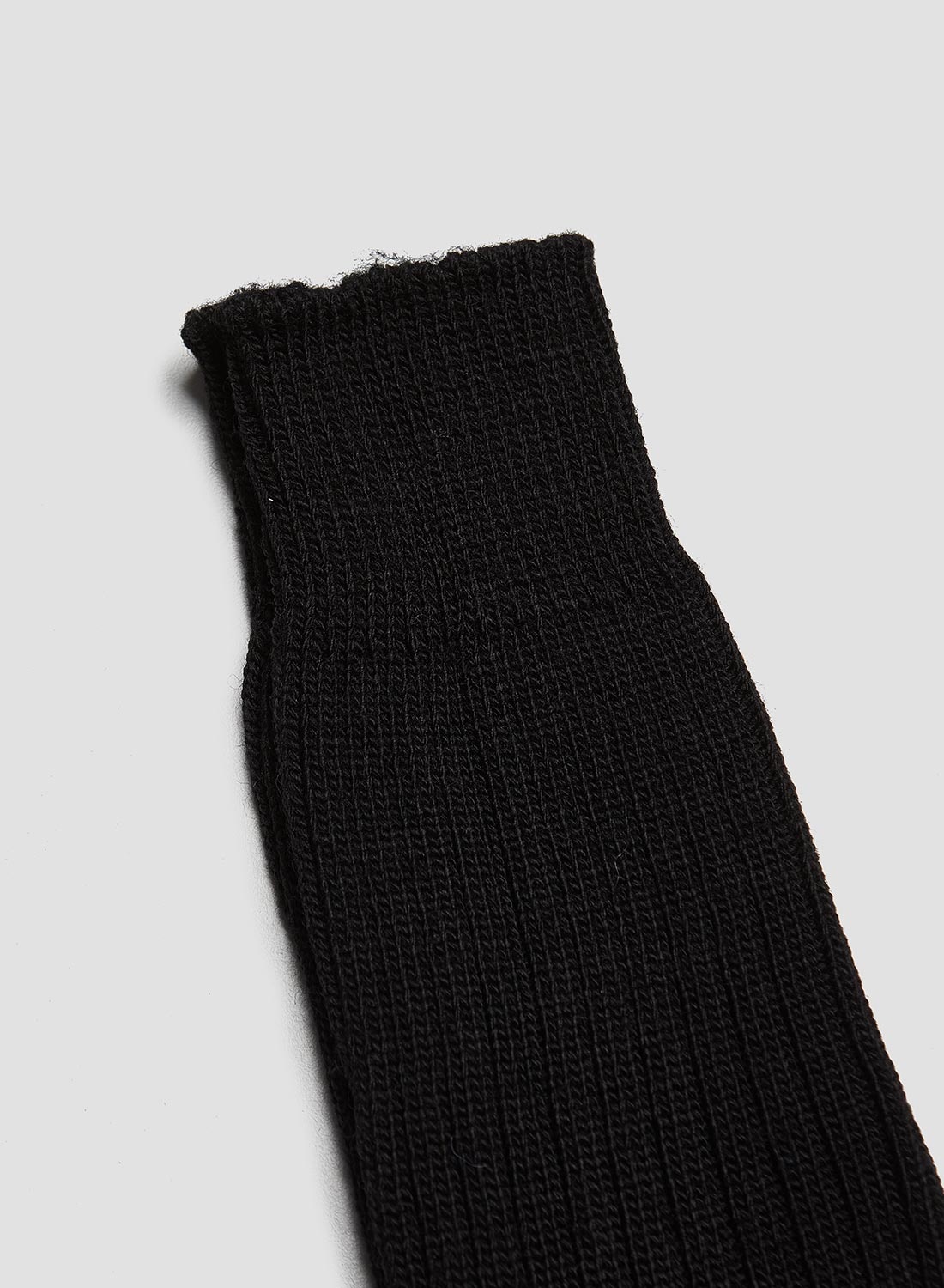 Ribbed Wool Crew Sock in Black - 2