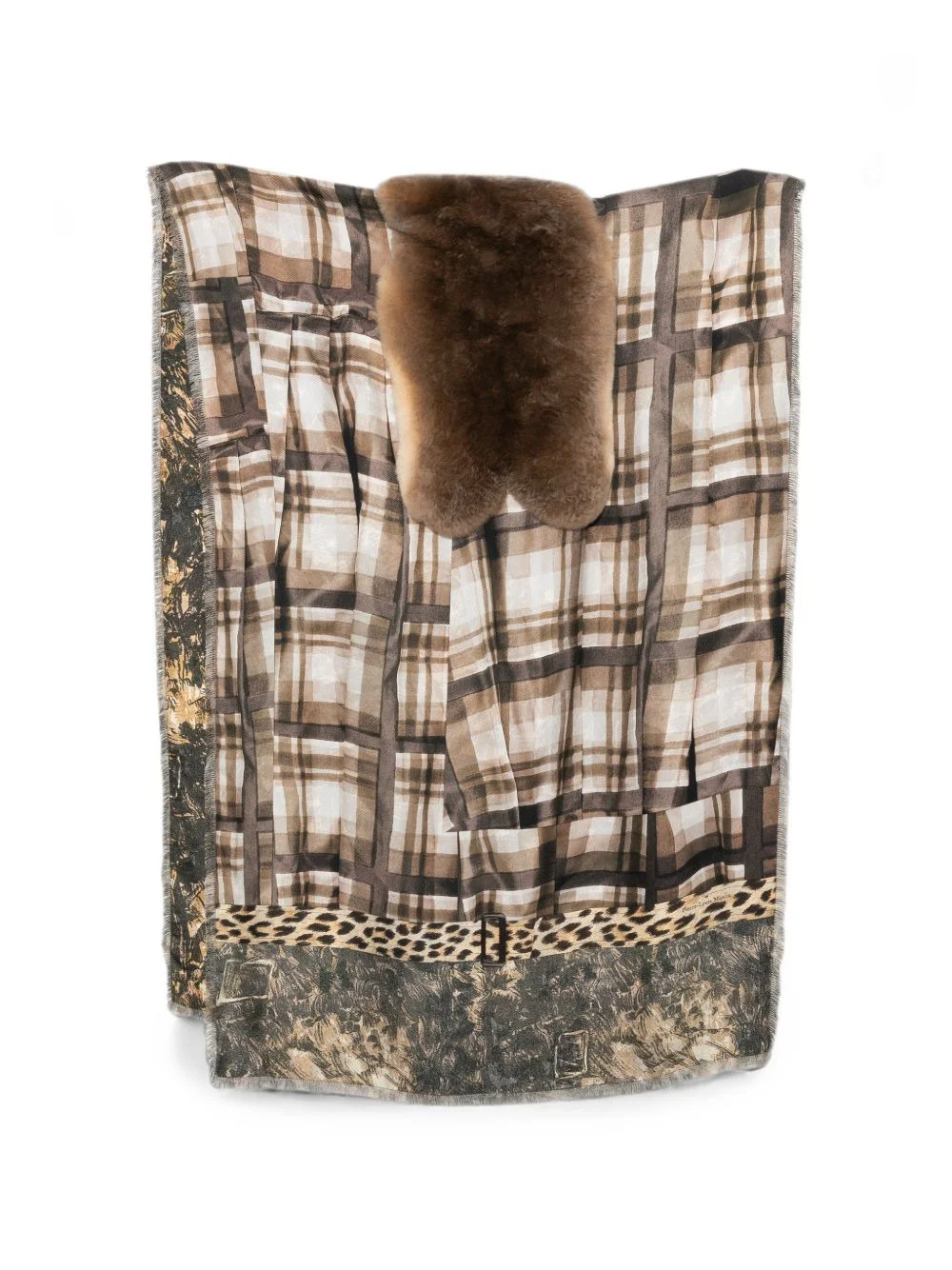 check leopard-print scarf - 1