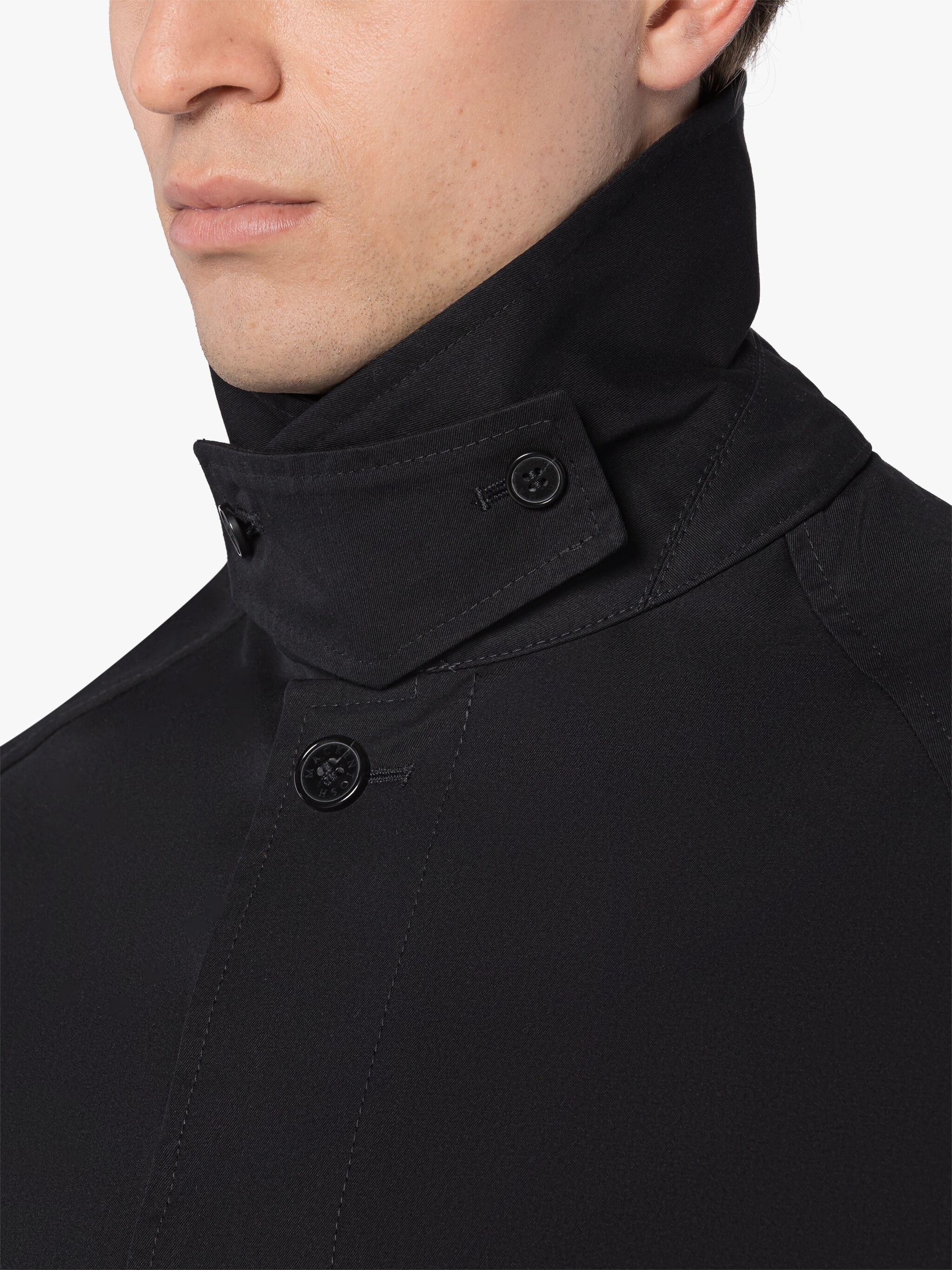 SELWYN BLACK COTTON OVERCOAT - 5