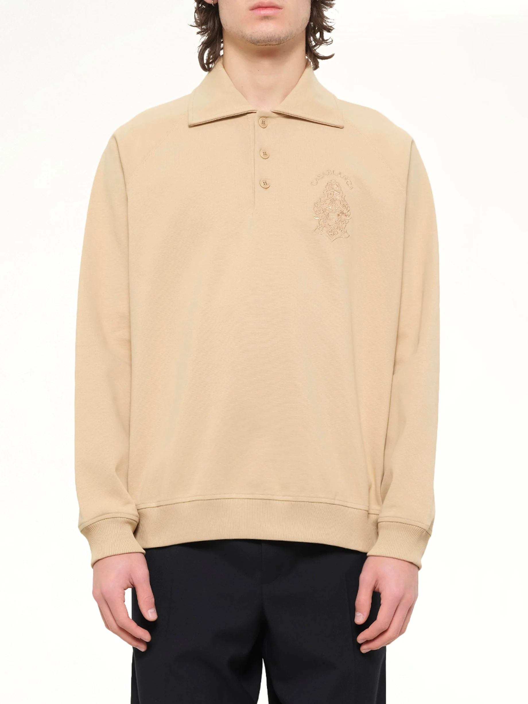 Punto Collared Sweatshirt in Beige - 1