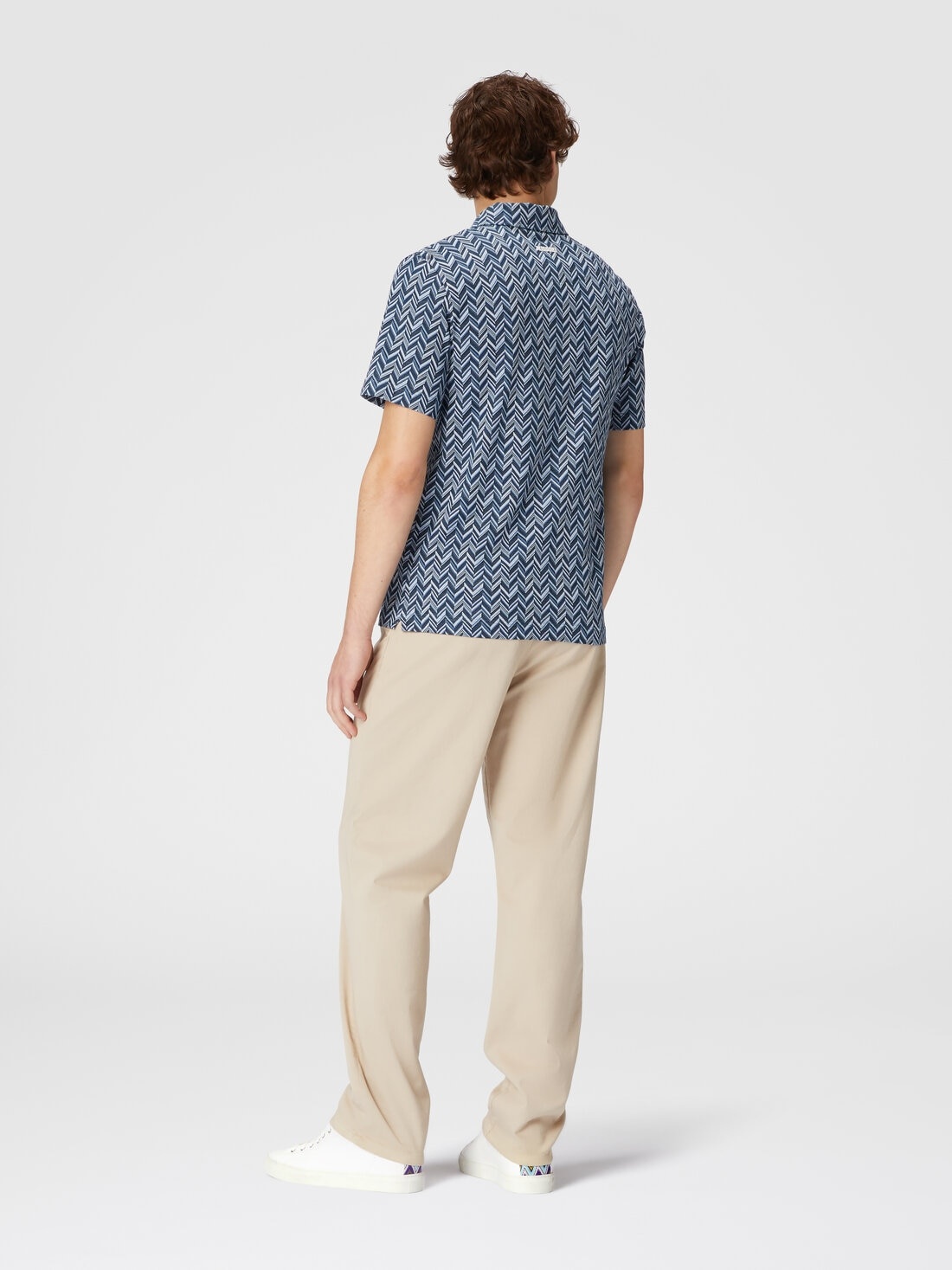 Zig zag jacquard cotton jersey polo shirt - 3