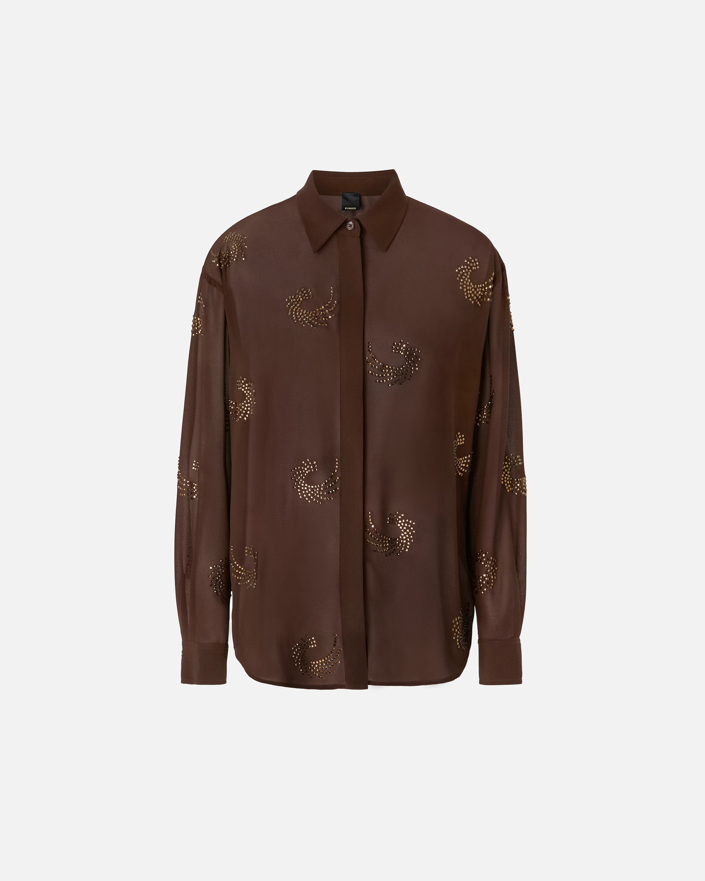 SEMI-TRANSPARENT SHIRT WITH RHINESTONE SWIRLS - 1
