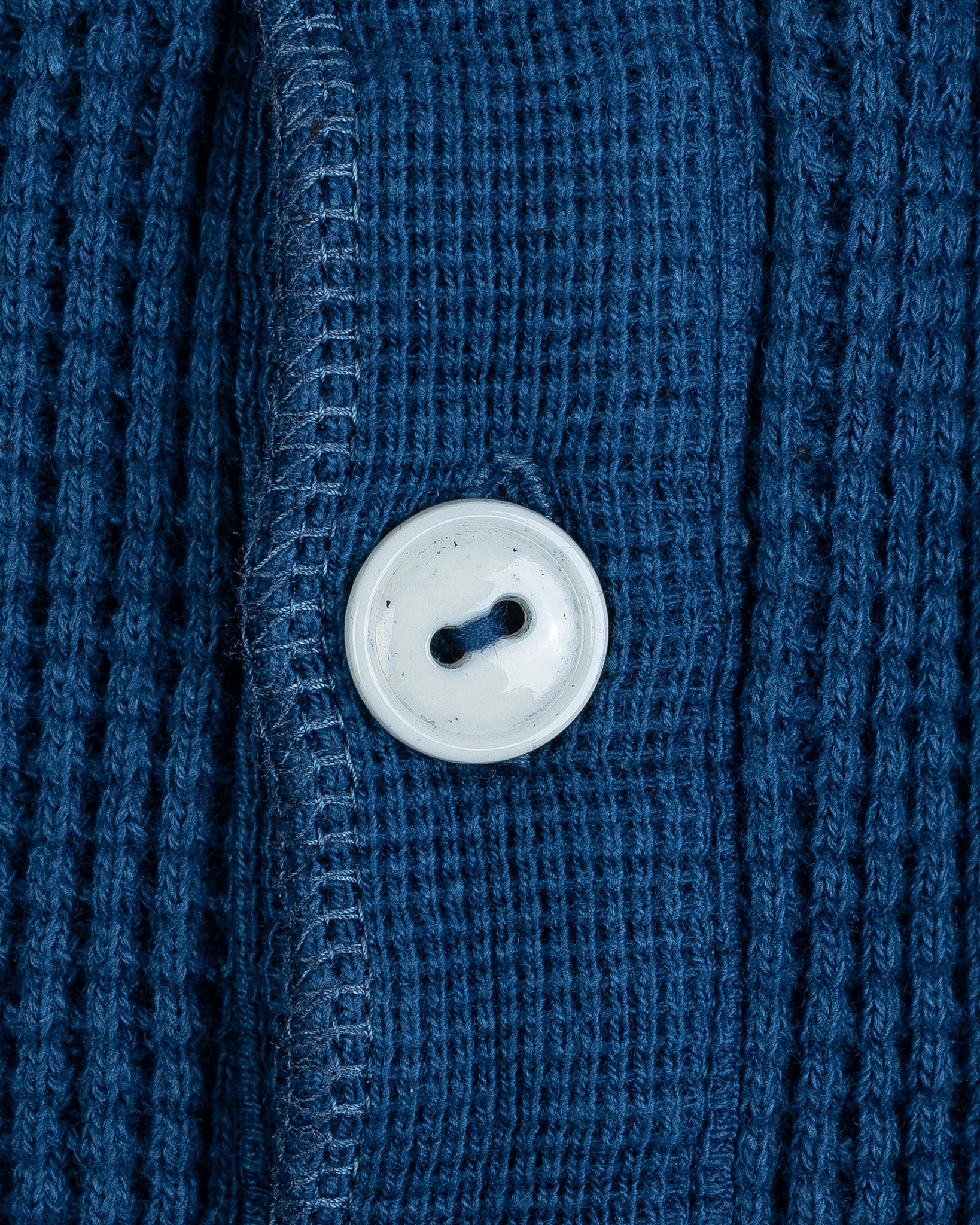 IHTL-1213-IND Waffle Knit Long Sleeved Thermal Henley - Indigo Dyed - 9