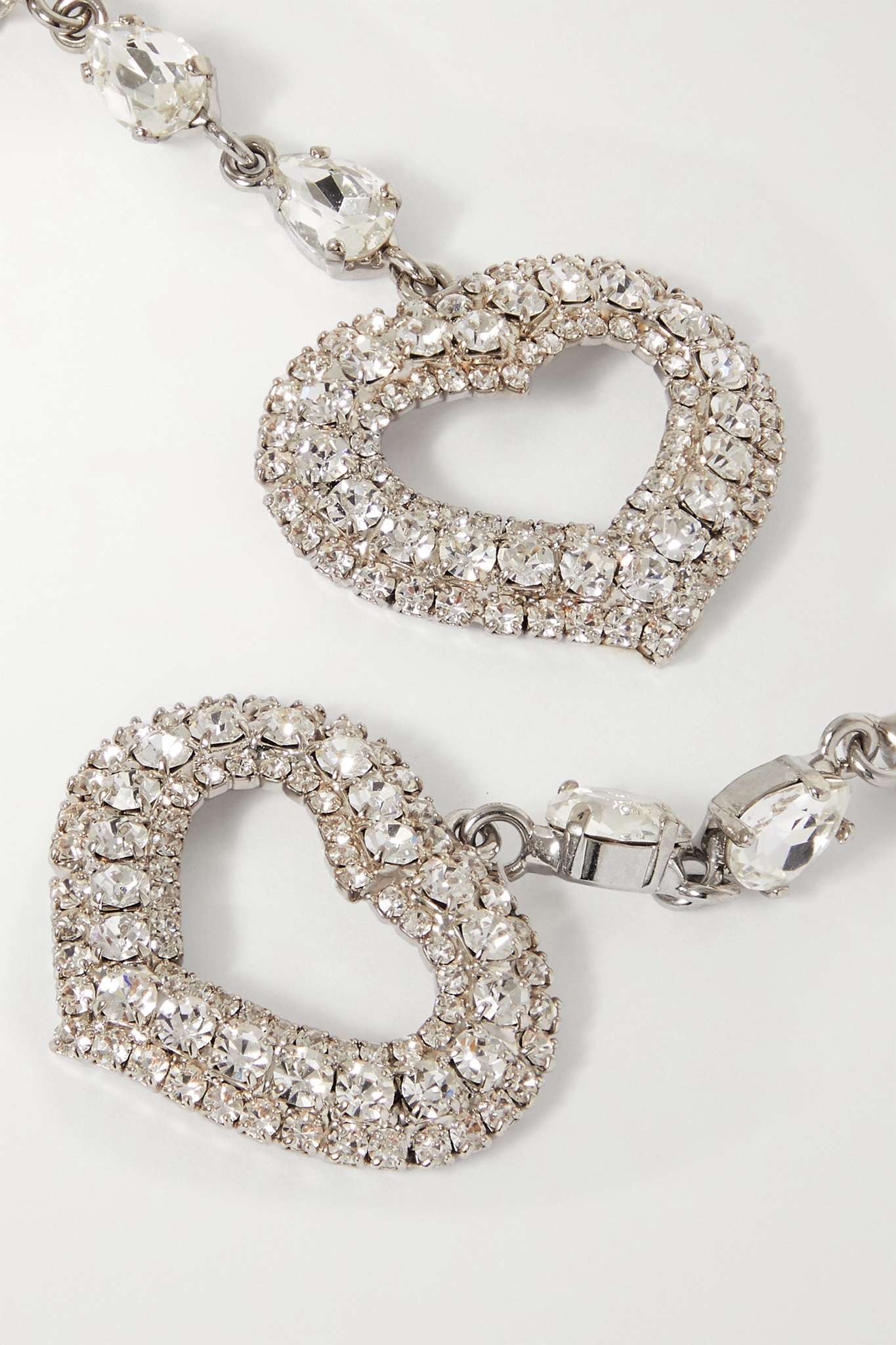 Silver-tone crystal clip earrings - 4