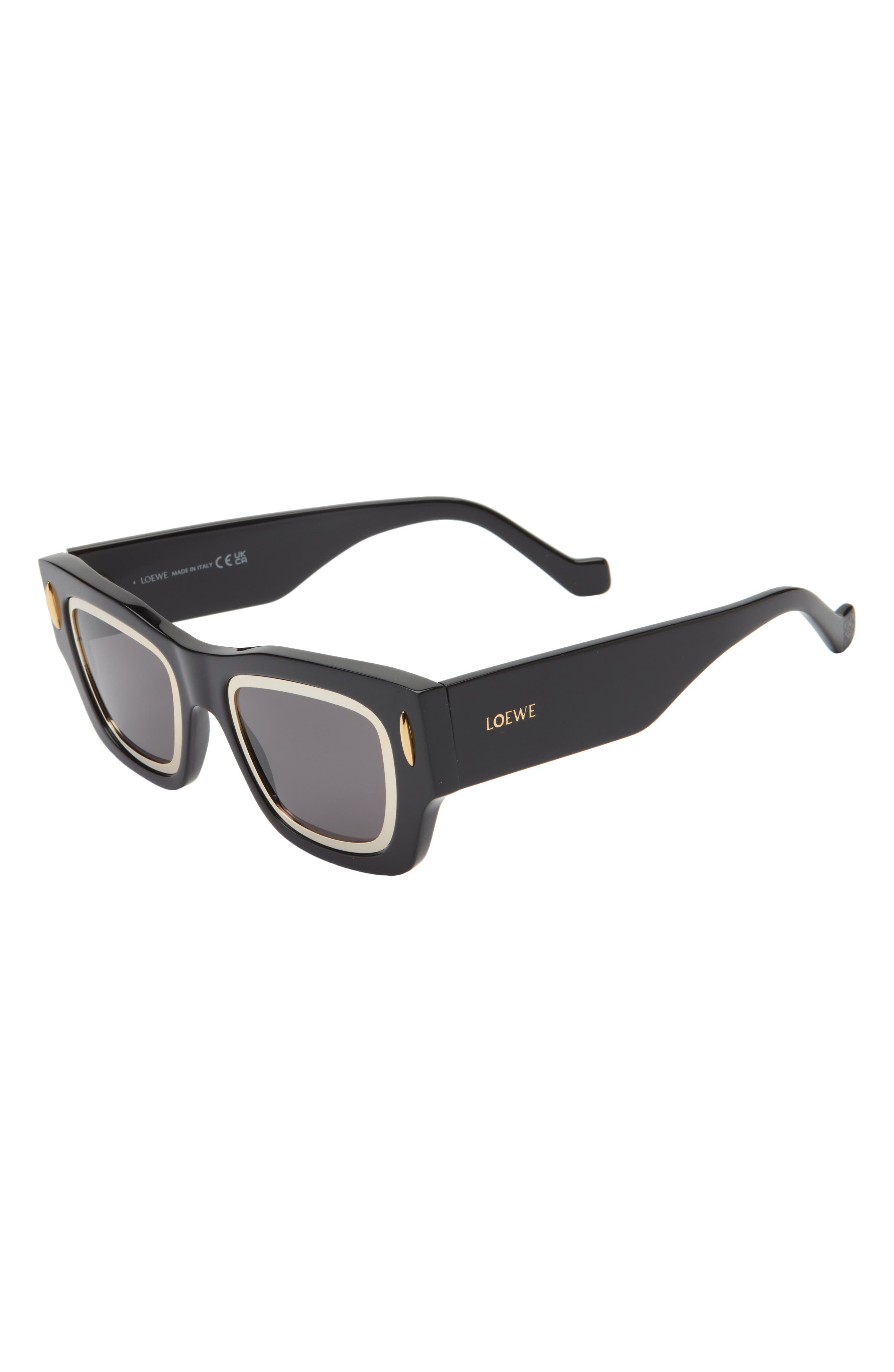 Loewe Signature Geometric Sunglasses in Shiny Black /Smoke at Nordstrom - 2