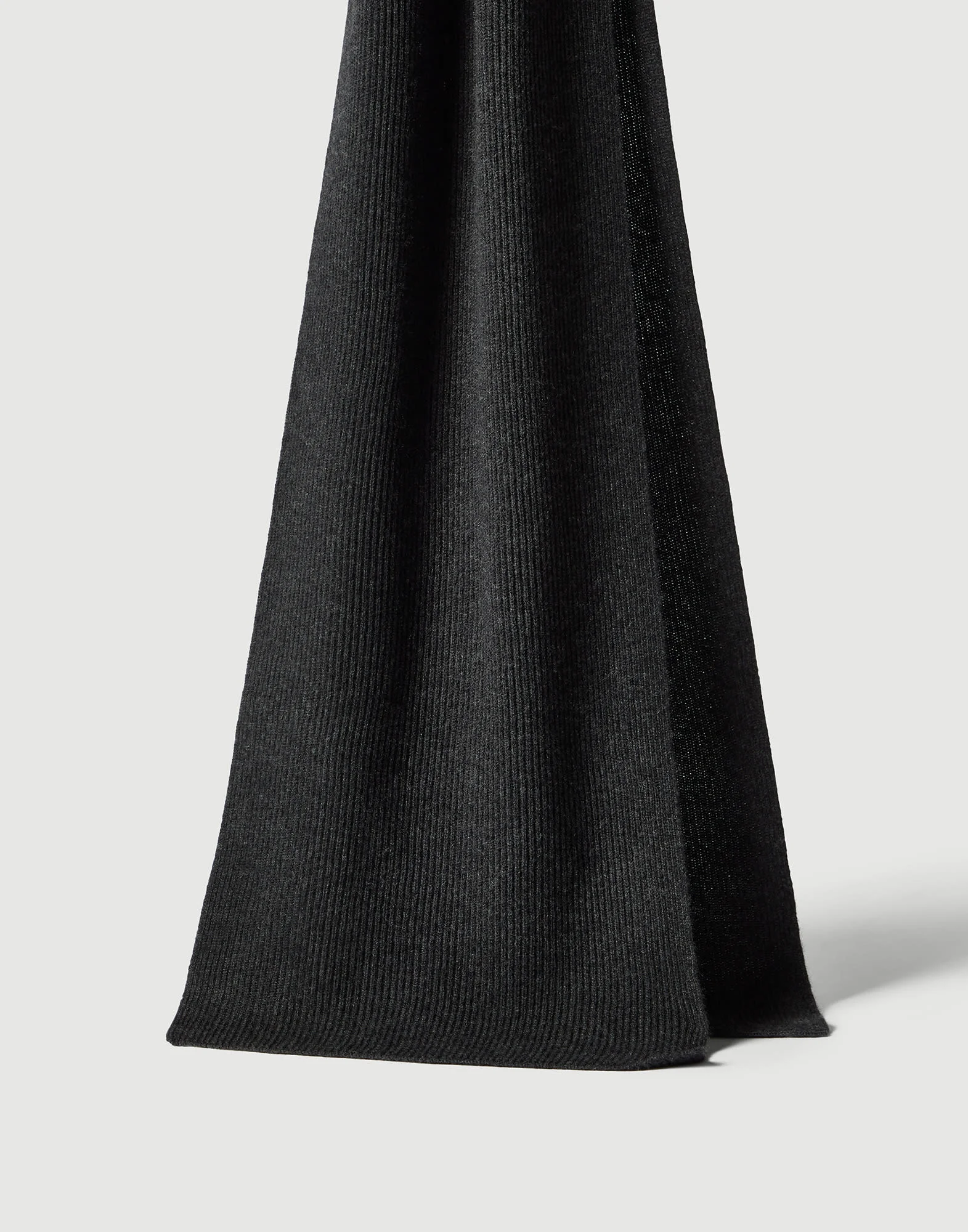 Cashmere English rib knit scarf - 1
