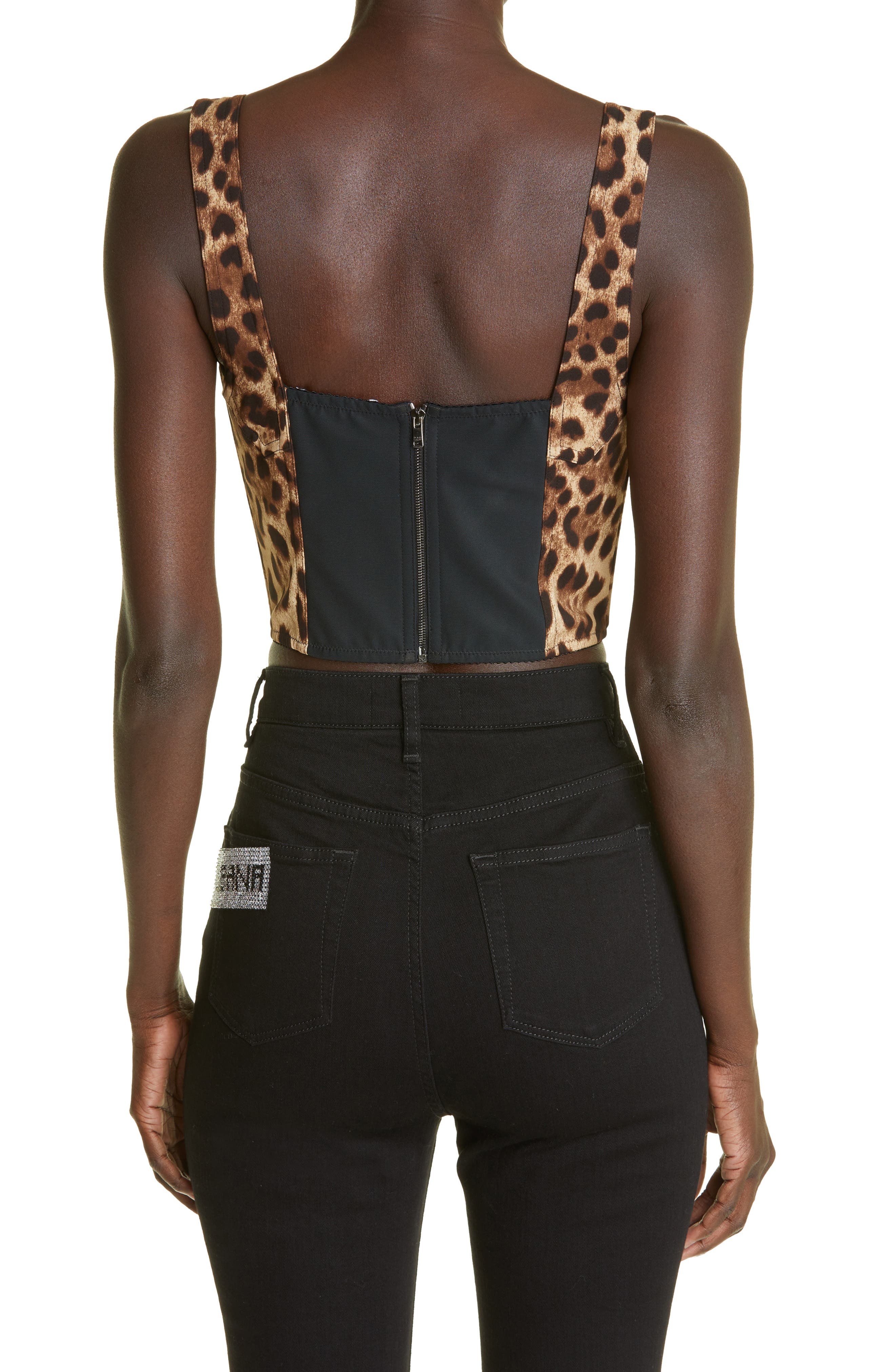 Leopard Print Silk Blend Charmeuse Bustier Top - 2