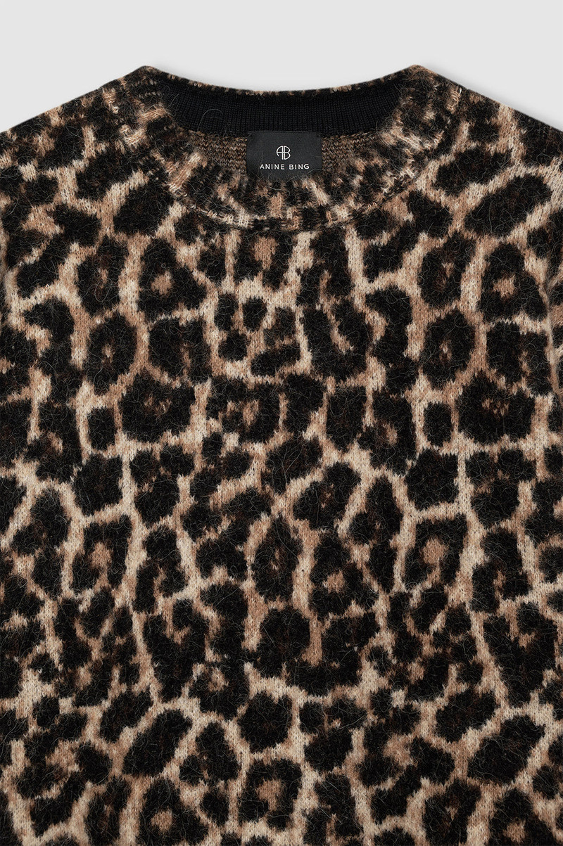 Sydney Crew Sweater - Black And Brown Leopard 4