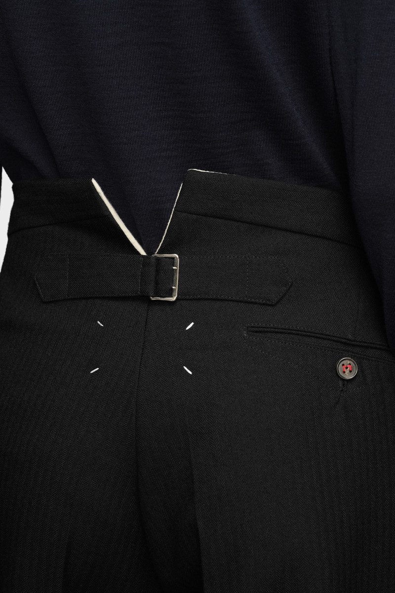 Herringbone Wool Pleated Trousers 5
