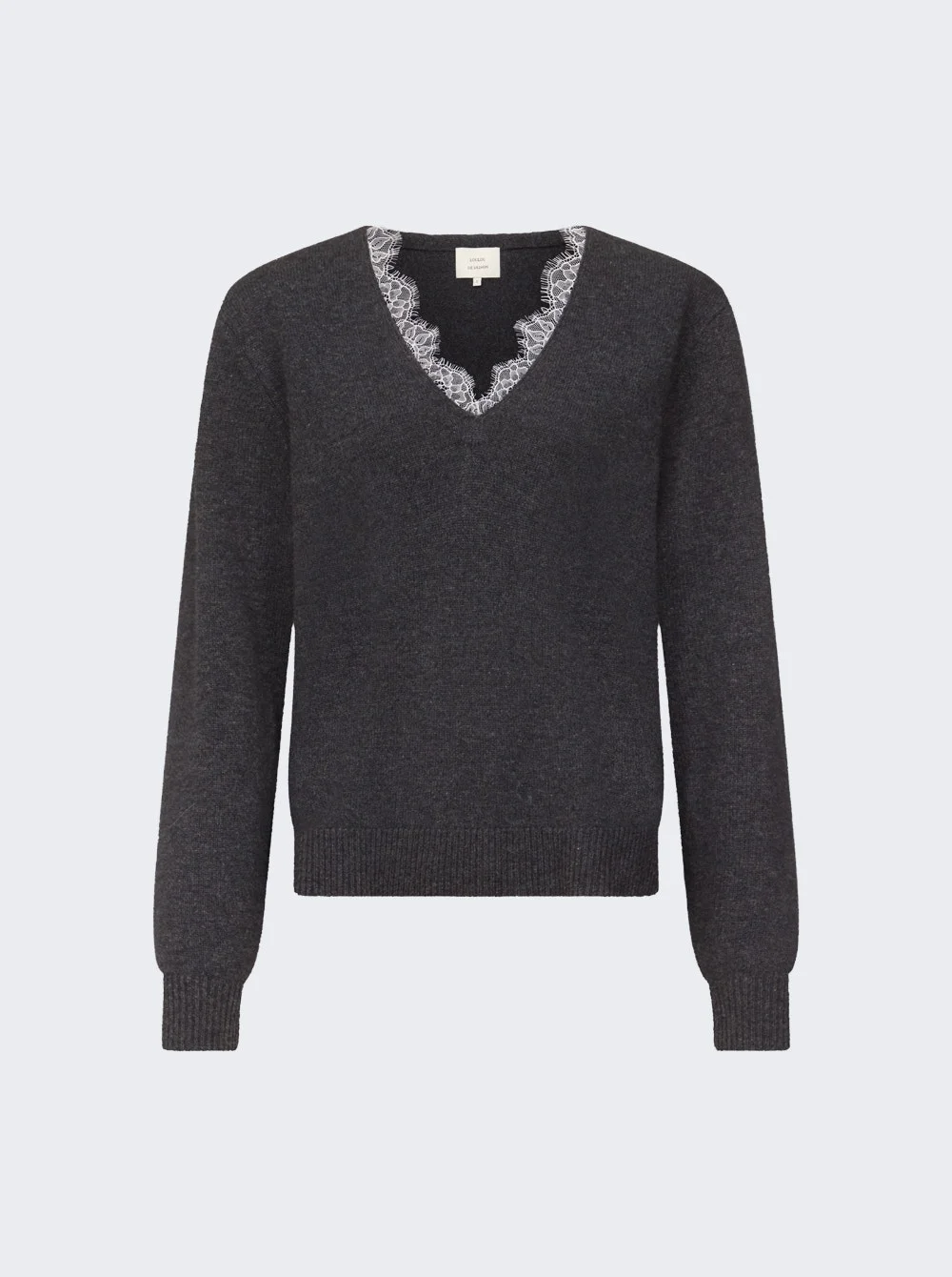 Leyla Sweater With Lace Charcoal And Ivory - 1