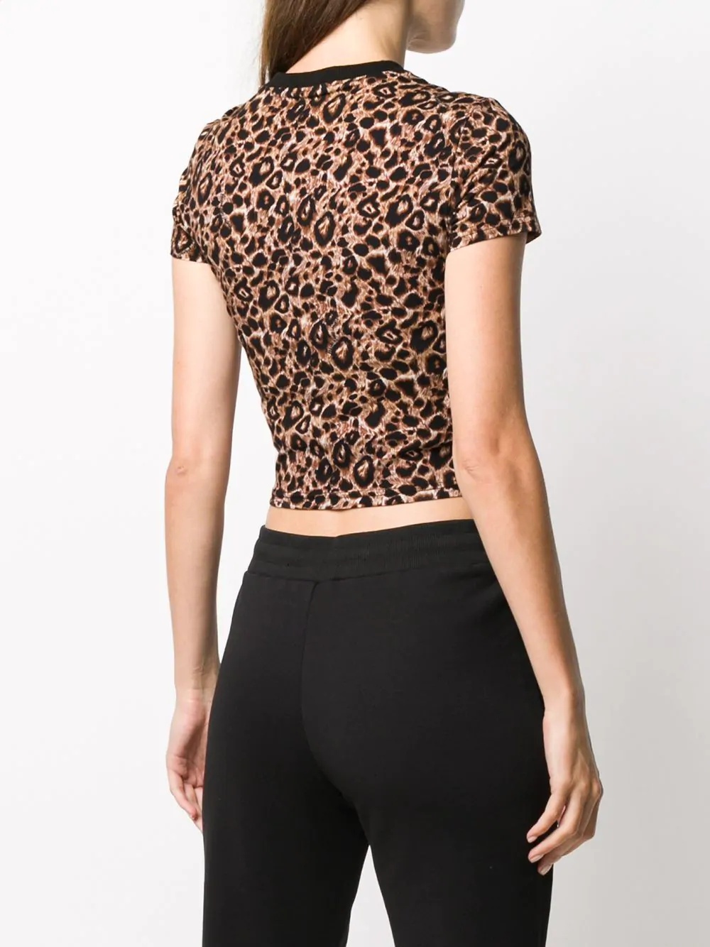 leopard logo cropped T-shirt - 4