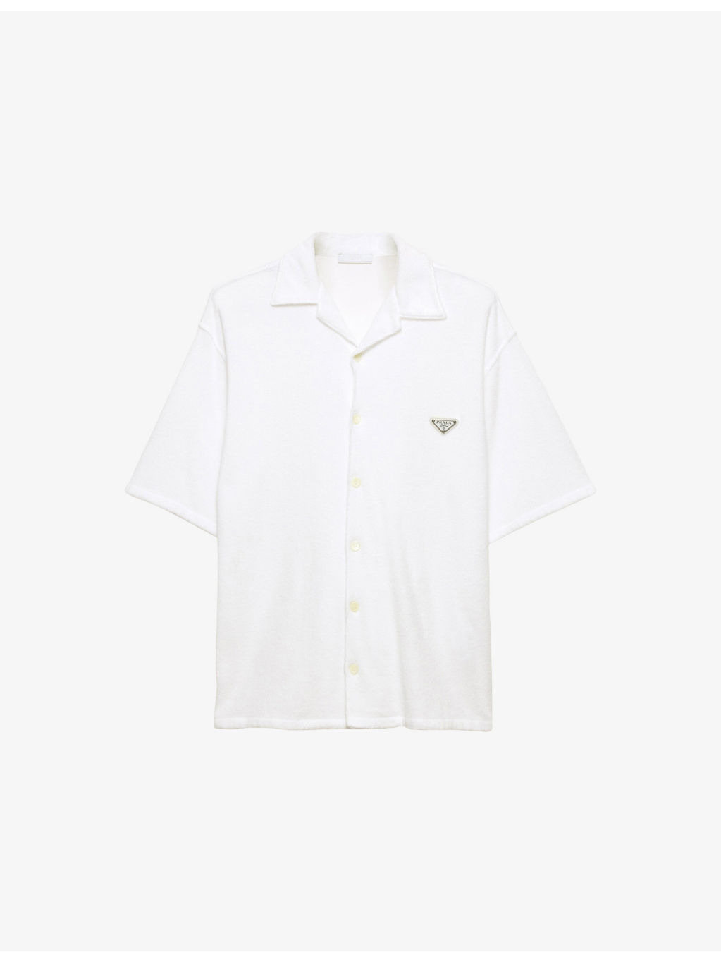 Short-Sleeve Triangle-Plaque Cotton Terry Shirt - 1