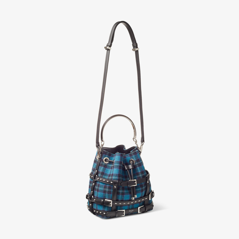 Bon Bon Bucket
Peacock Fabric and Calf Leather Bucket Bag with Harness 6