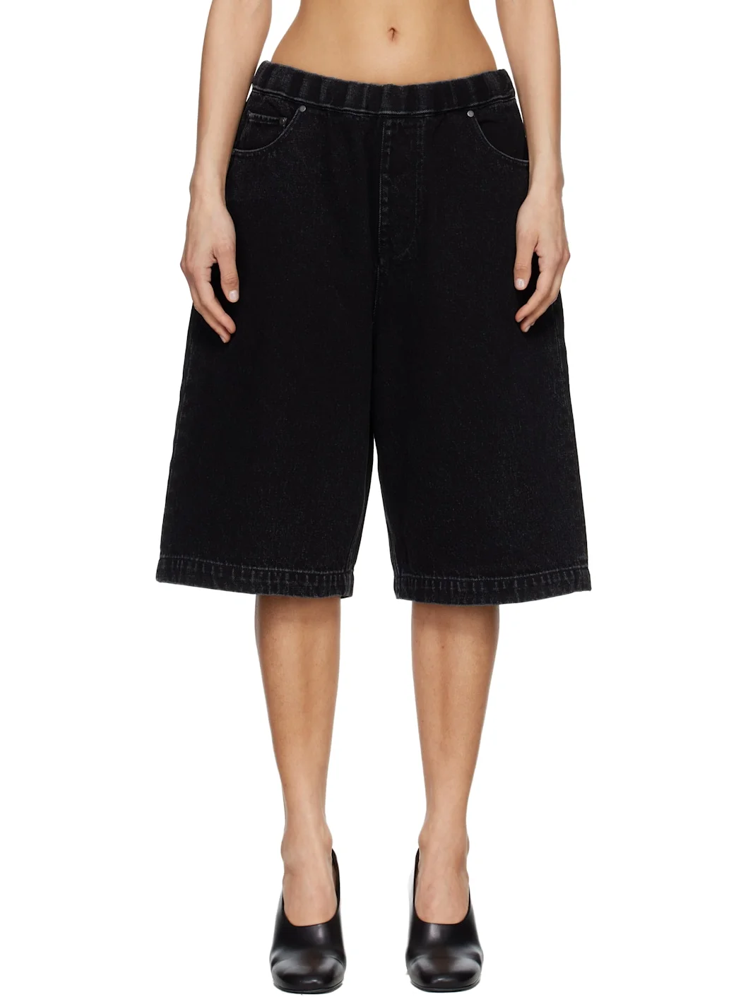 Black Spar Denim Shorts - 1