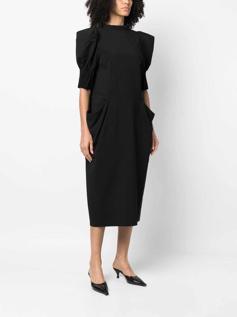 short-sleeve wool midi dress - 3