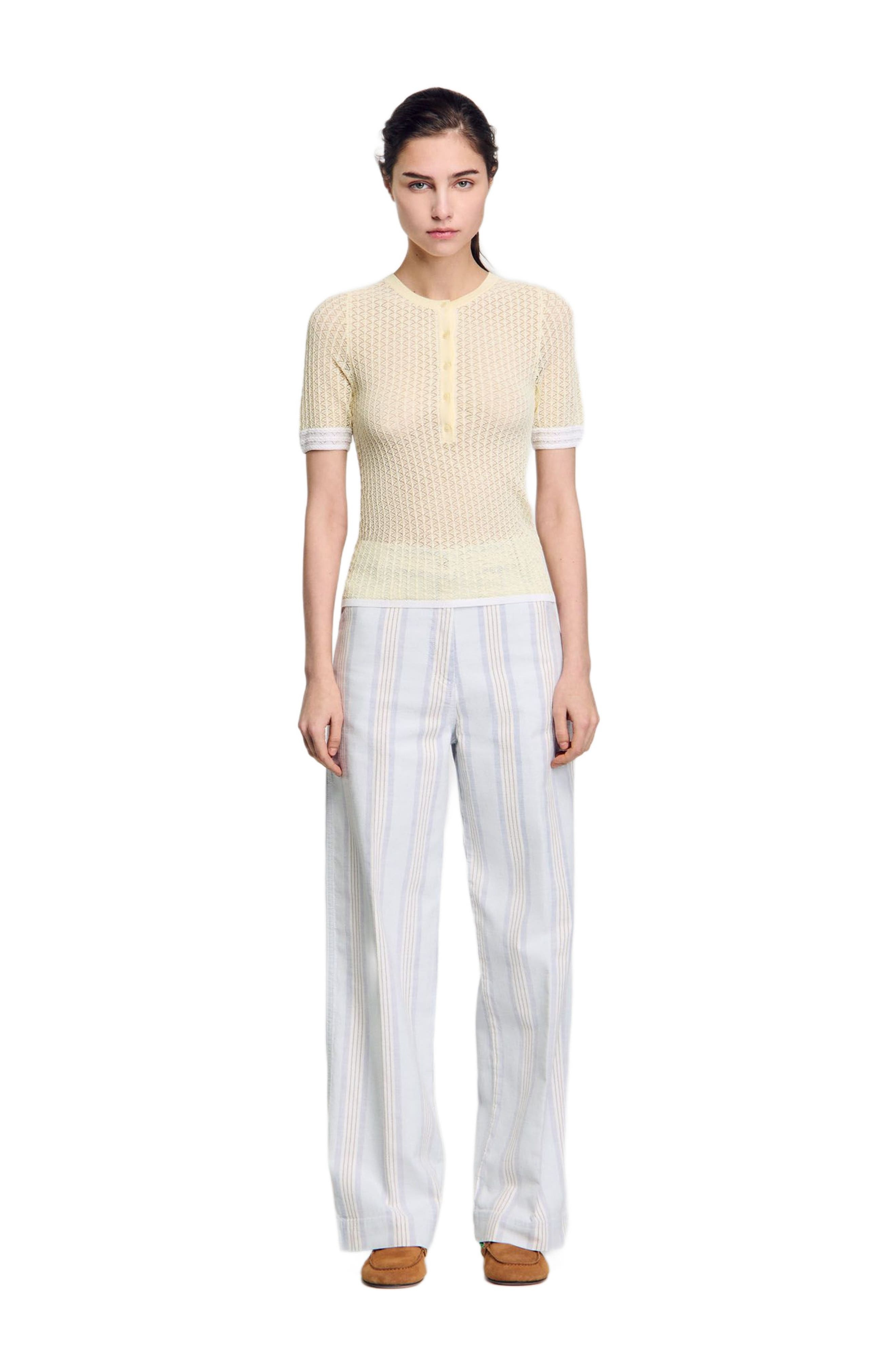 SANDRO Short-sleeved sweater in Light Yellow at Nordstrom - 3