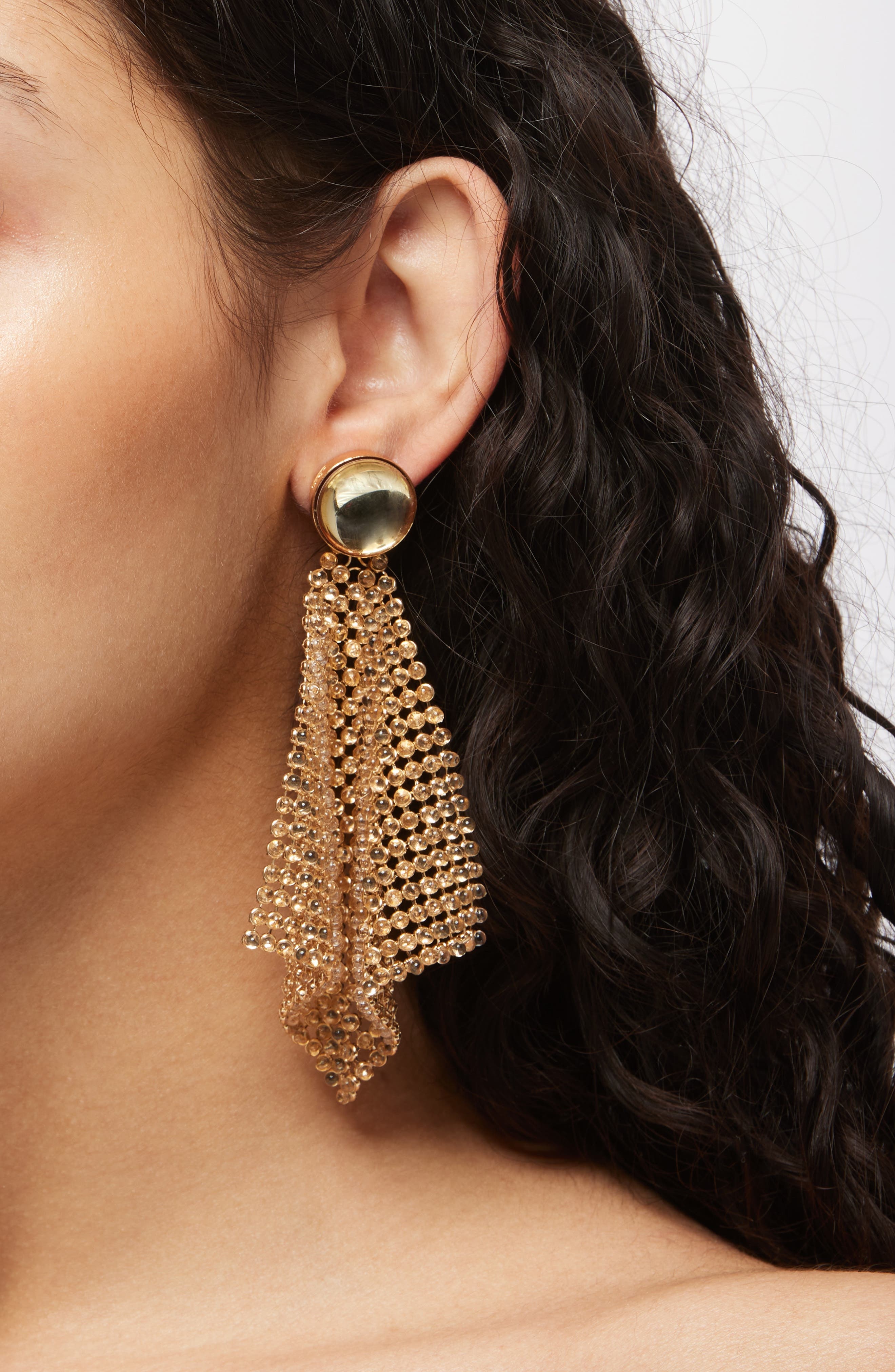 Rabanne Crystal Mesh Drop Earrings in Gold /Transparent at Nordstrom - 3