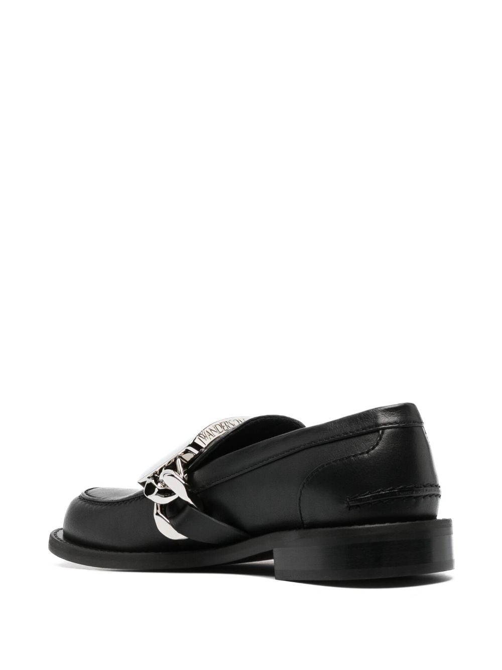 logo-engraved leather loafers - 3