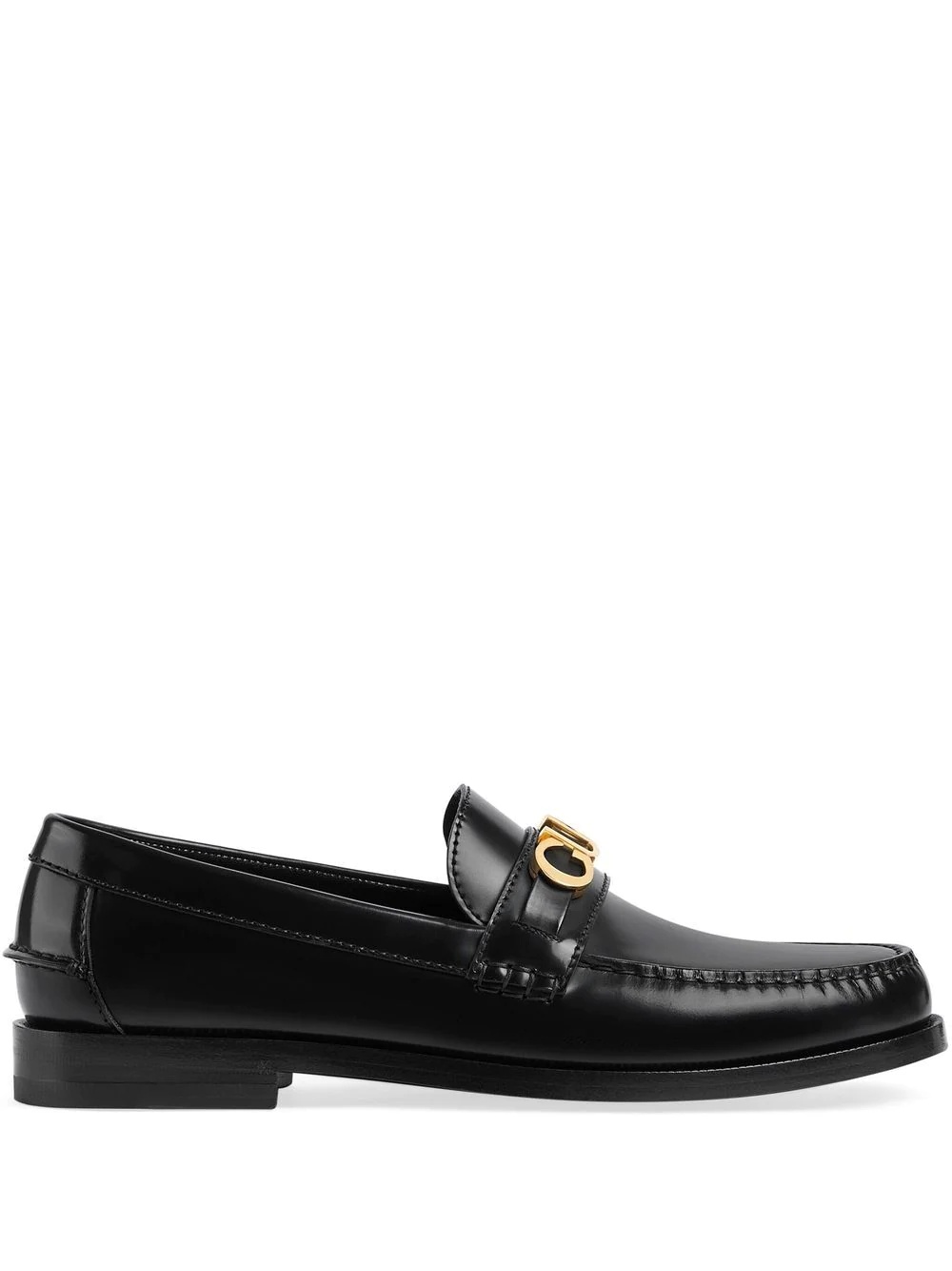 logo-plaque leather loafers - 1