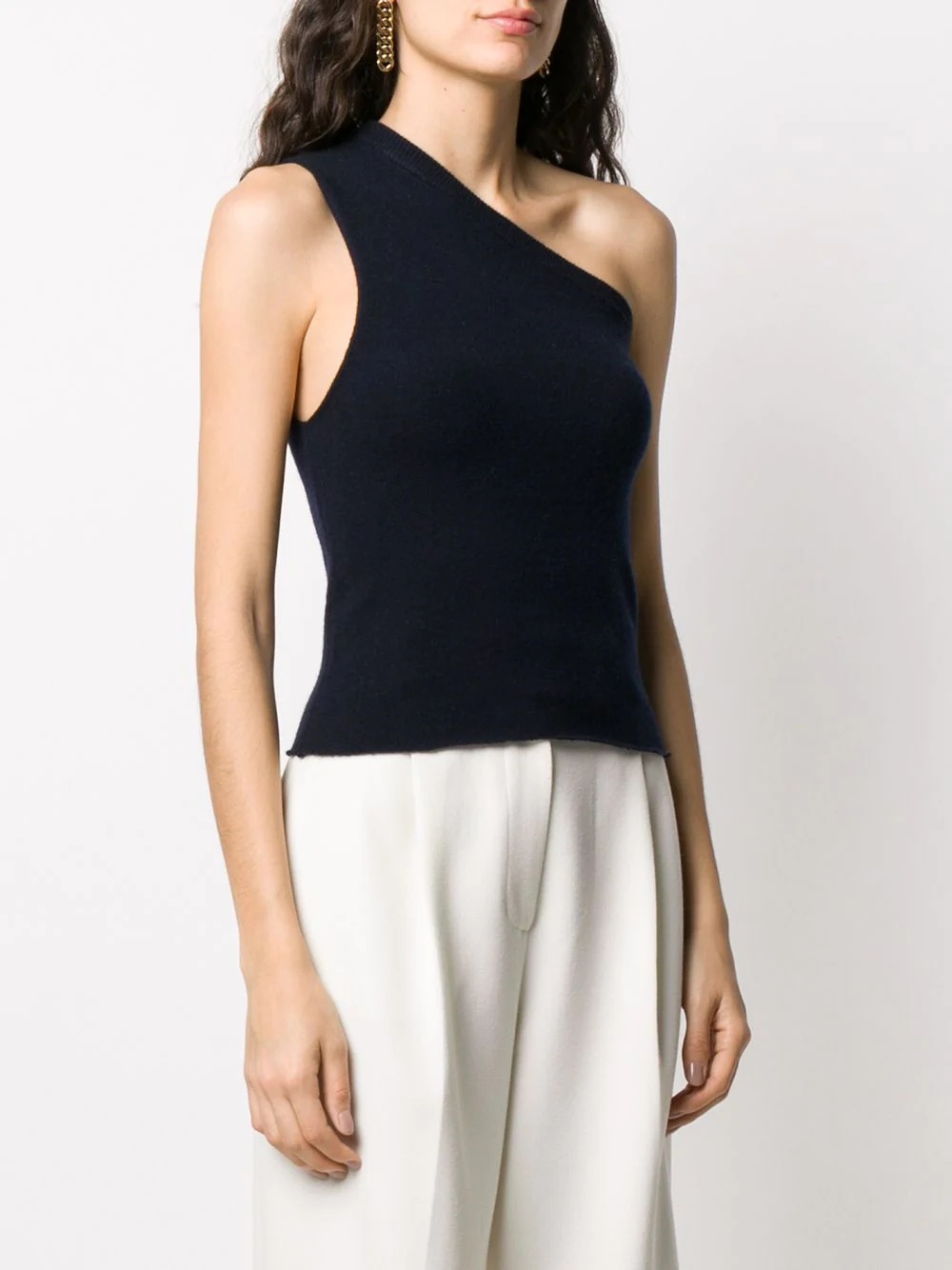 one-shoulder knitted top - 3