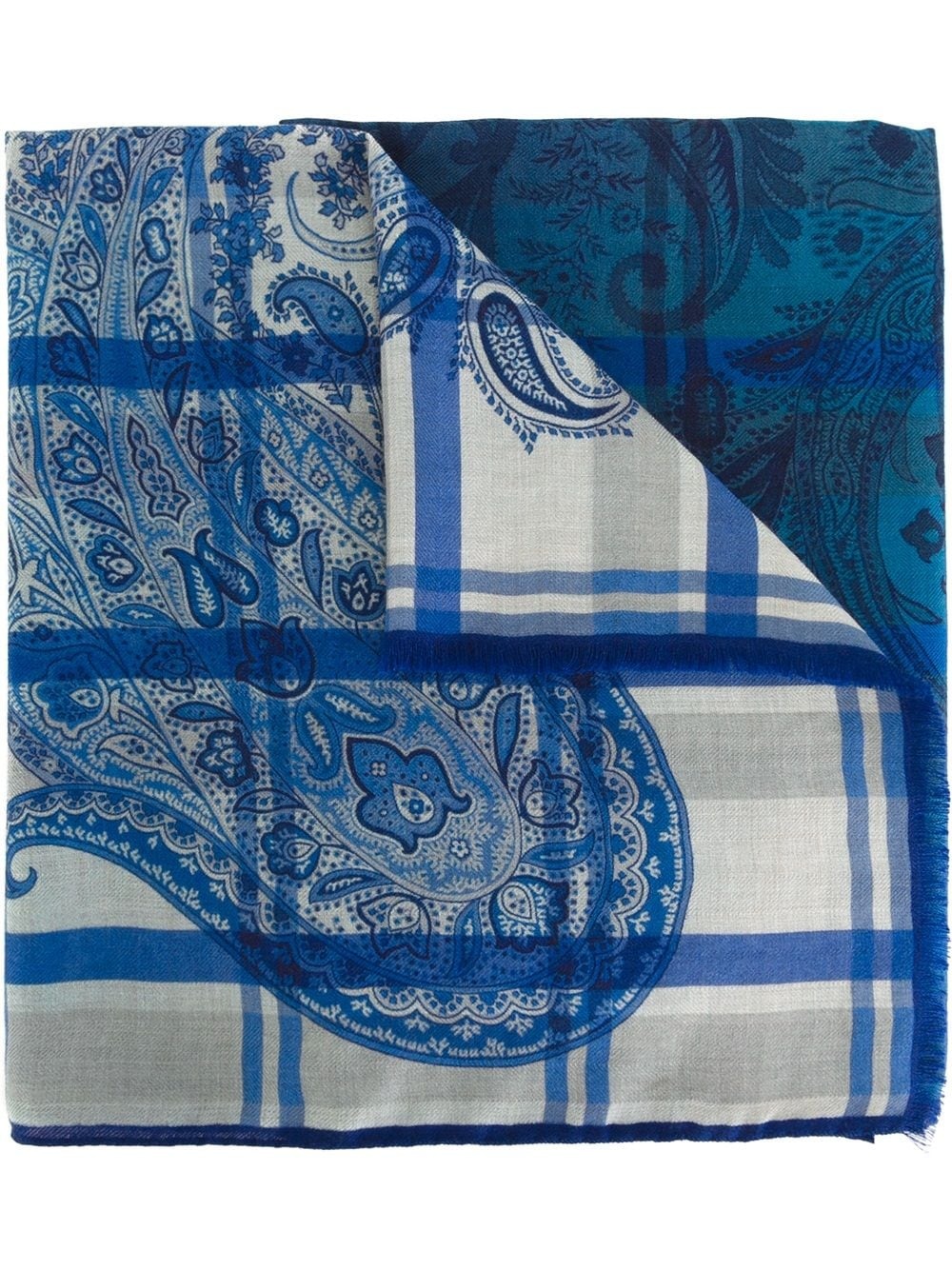 checked paisley print scarf - 1