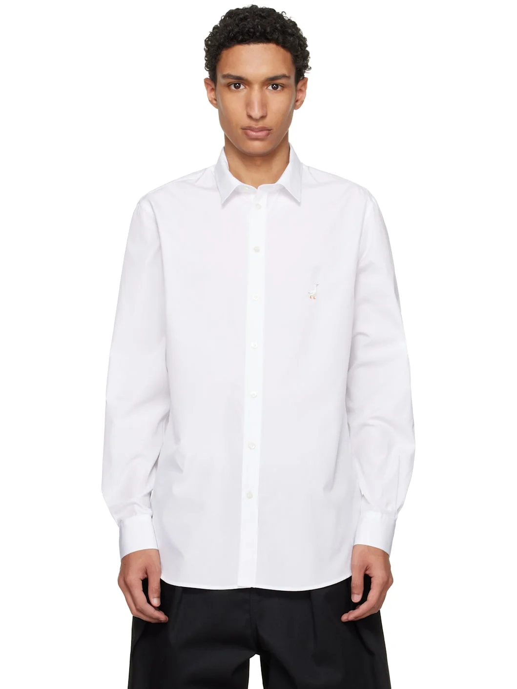 White Embroidered Archive Goose Shirt - 1