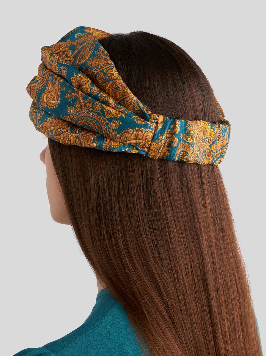 LEAFY PAISLEY CRÊPE DE CHINE HEADBAND - 2