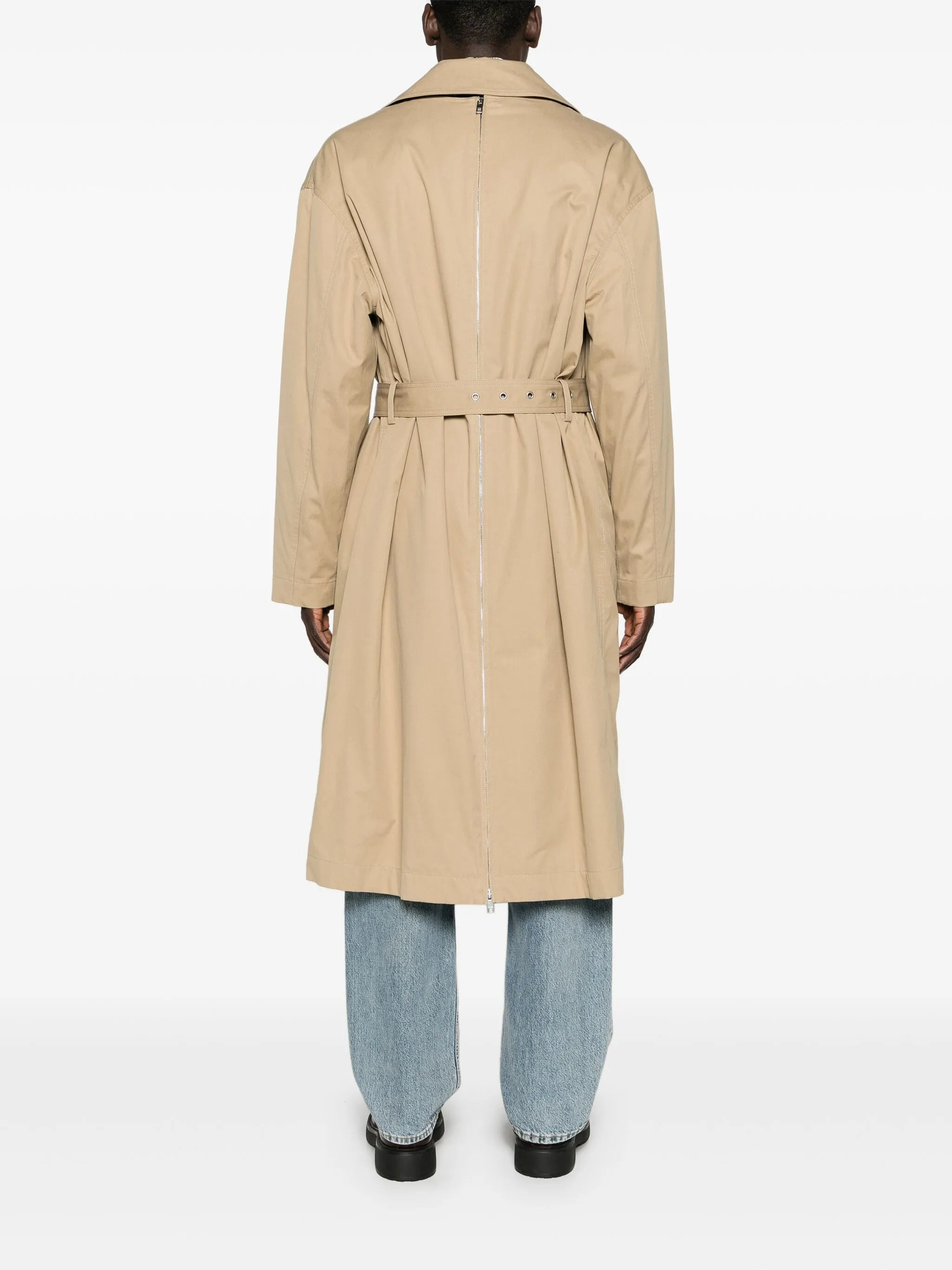 panelled belted trench coat - 4