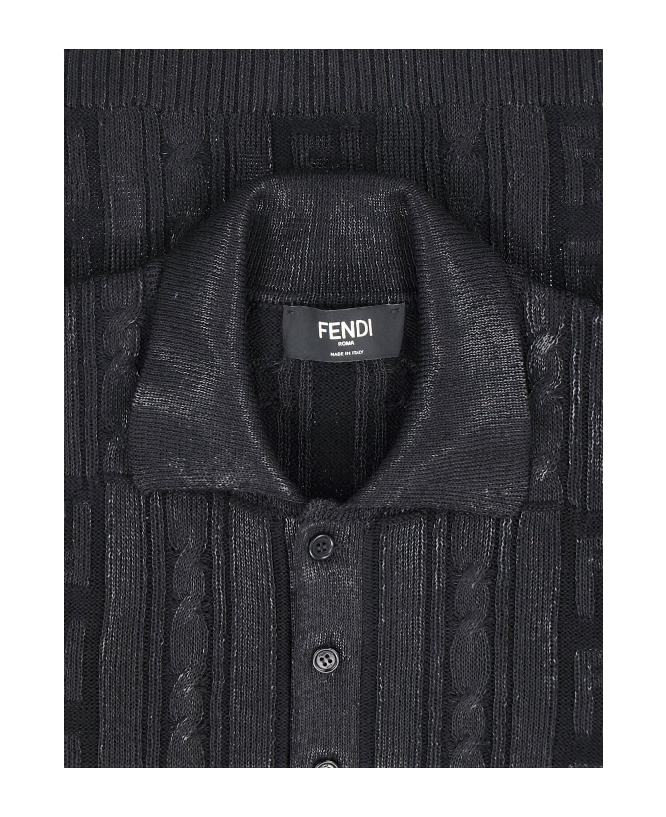 Black Wool Polo Shirt - 4