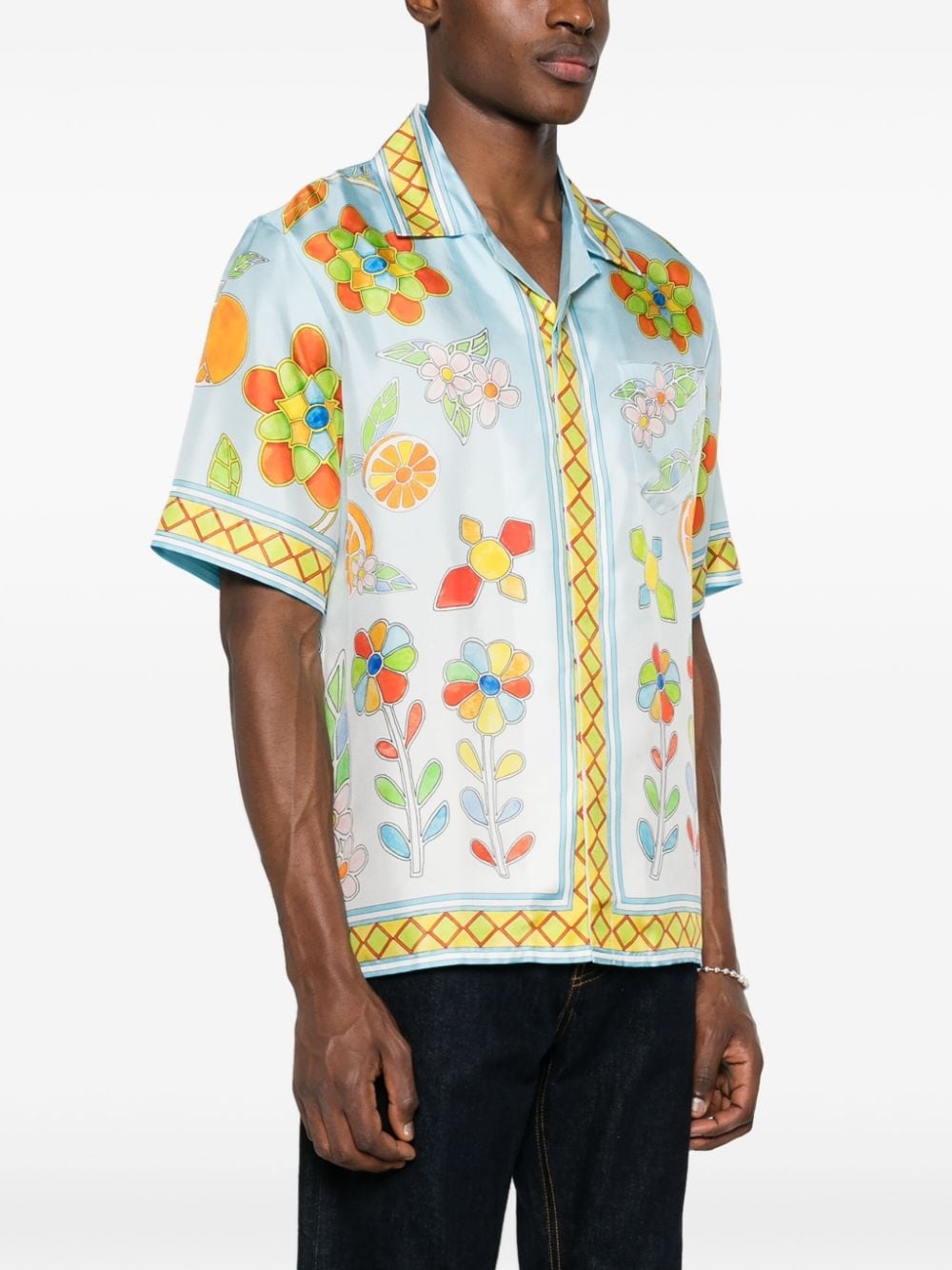 Yoruba Flowers silk shirt - 3
