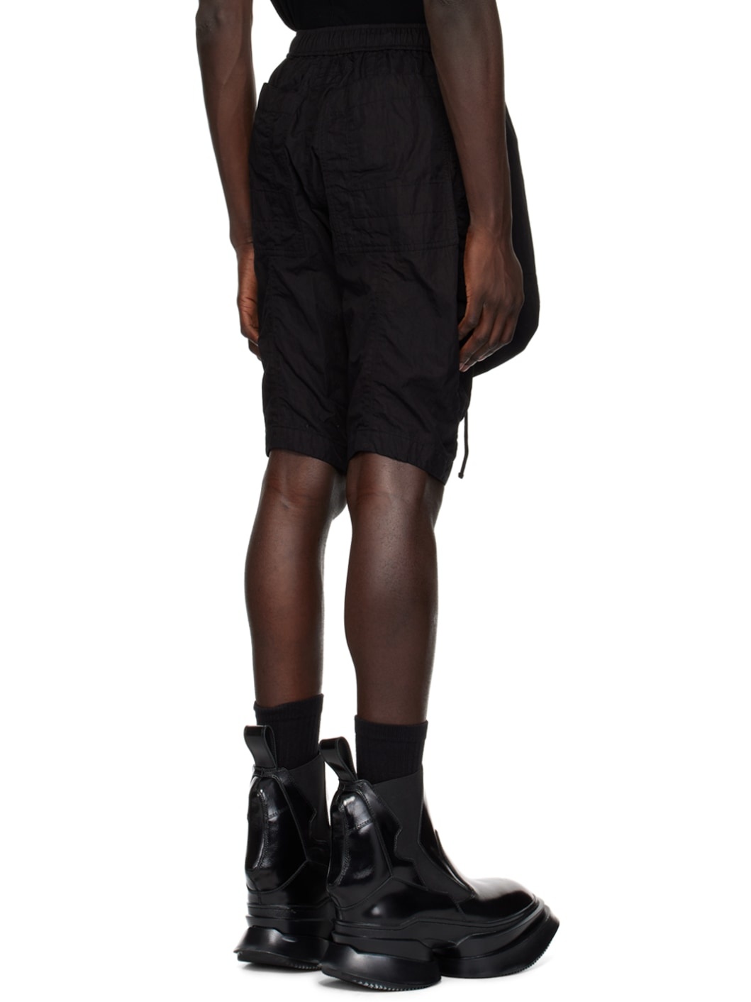 Black Drop Crotch Shorts - 3