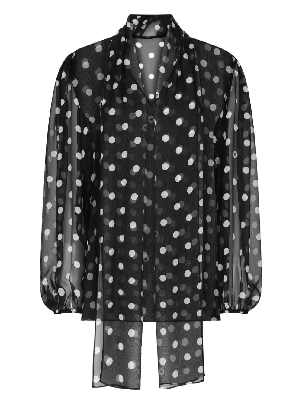 polka-dot print pussy-bow shirt - 2