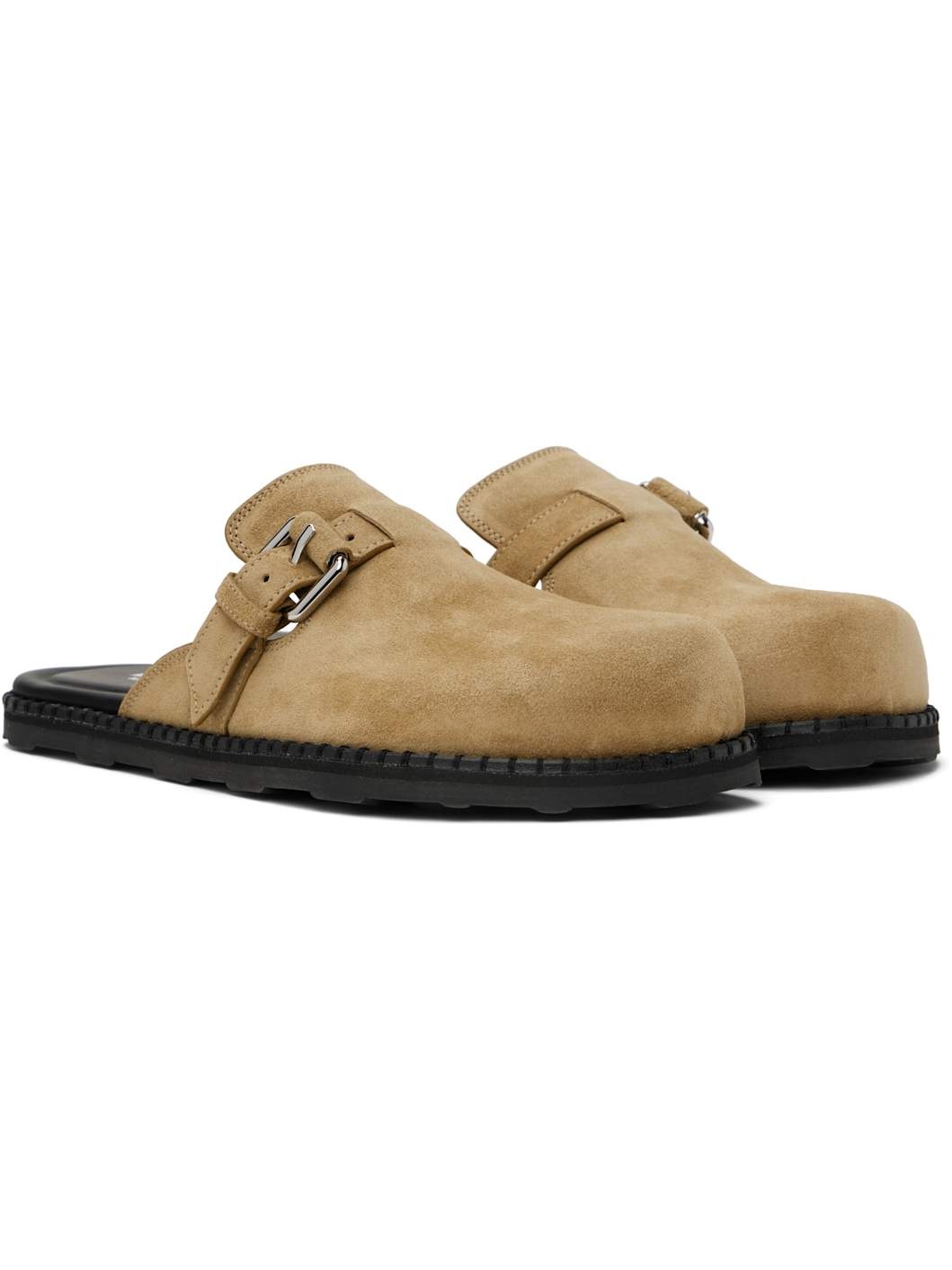 Beige Suede Mule Loafers - 4