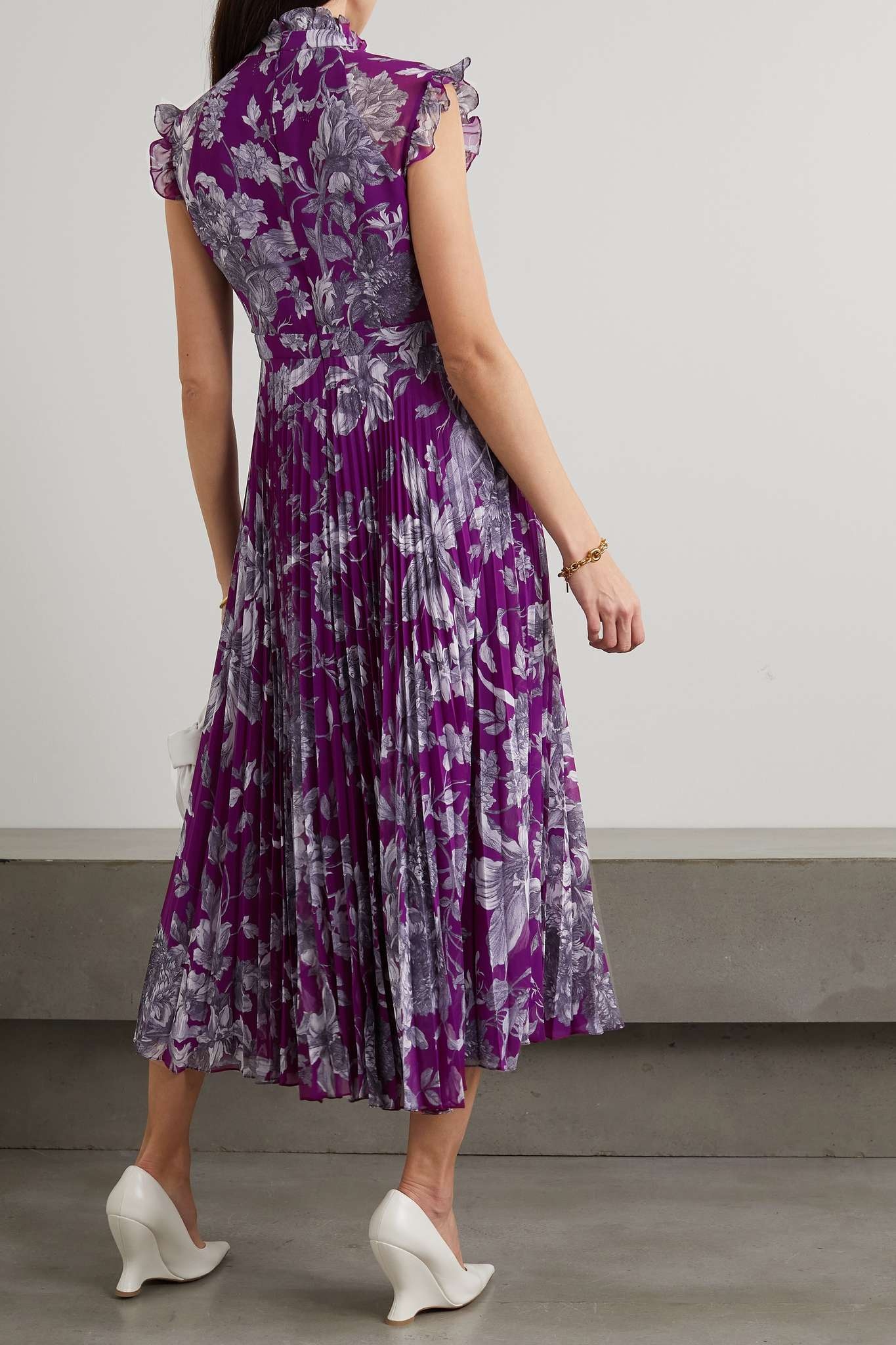 Roisin pleated floral-print voile midi dress - 3